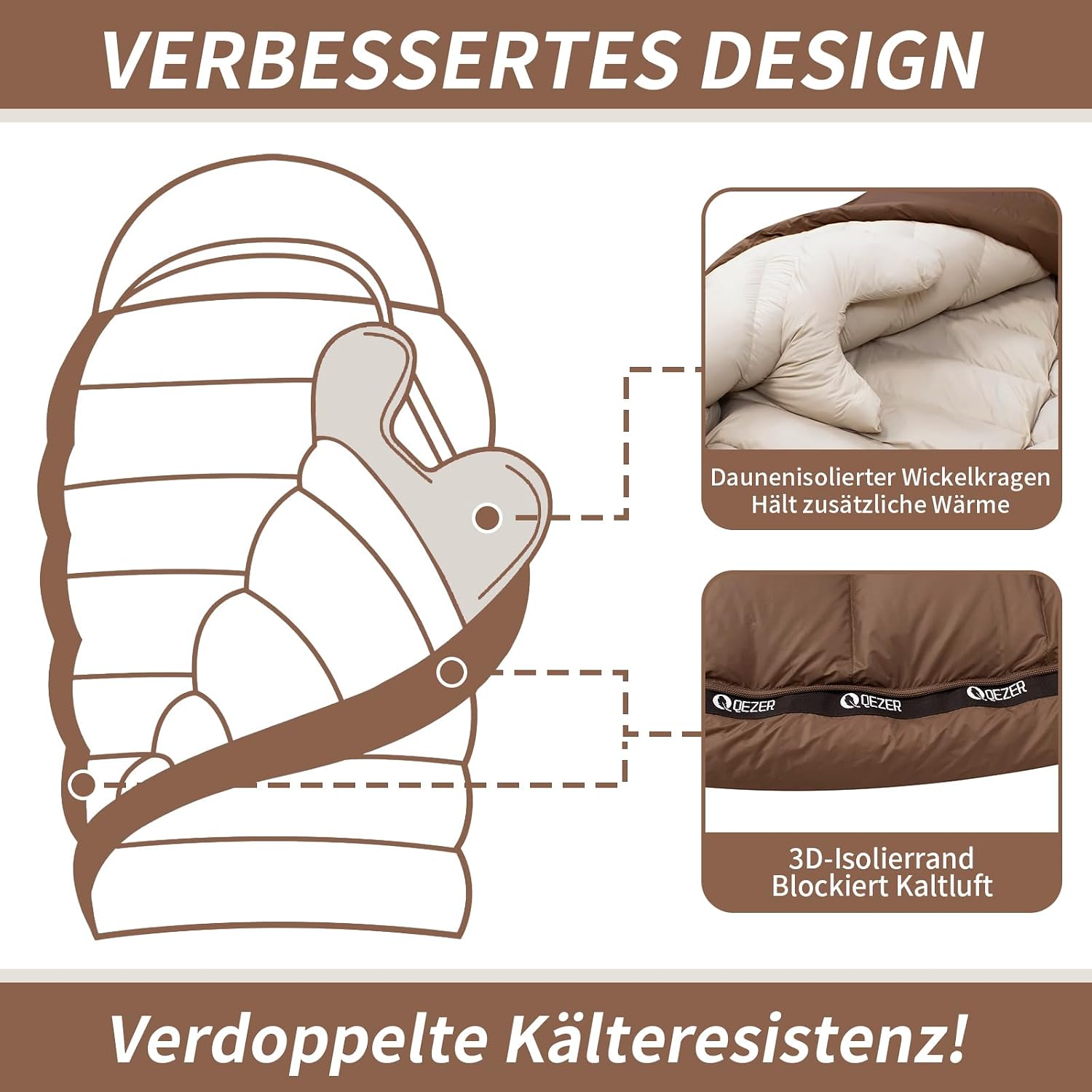 Thumbnail 5 de QEZER Daunenschlafsack 650er Entendaunen