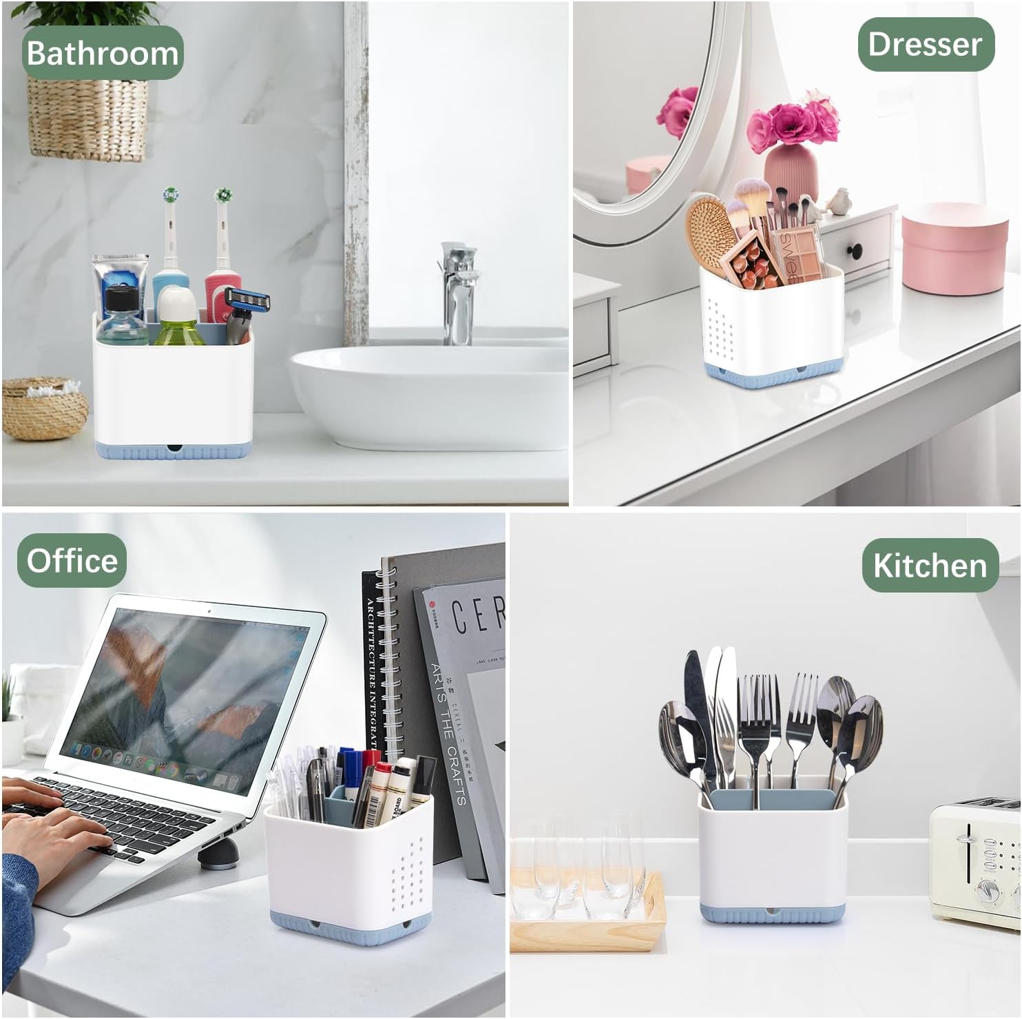 Thumbnail 4 de Toprance Multifunctional Toothbrush Holder (White) anti-slip caddy for electric toothbrushes and bathroom storage