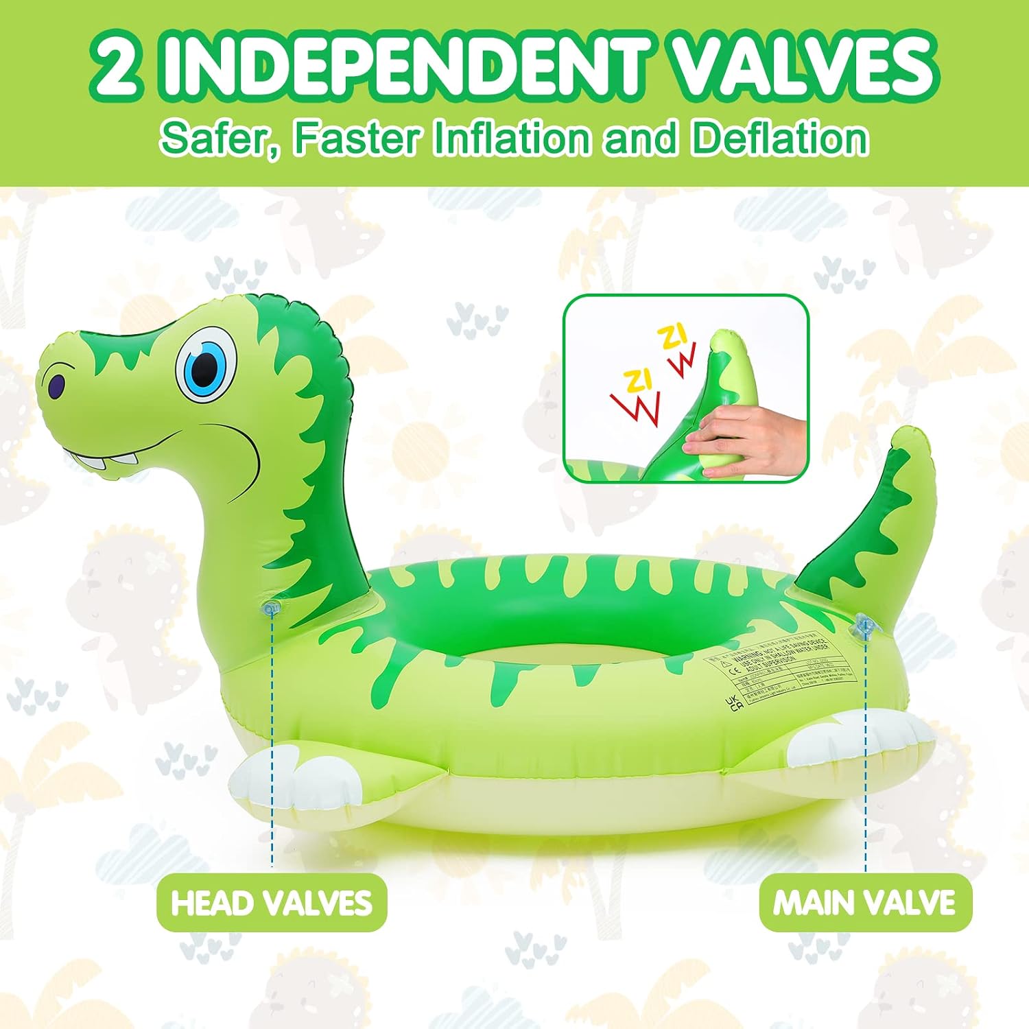 Thumbnail 2 de Yellcetoy Dinosaur Pool Inflatable for Kids – Durable Swim Ring with Tail Sounds