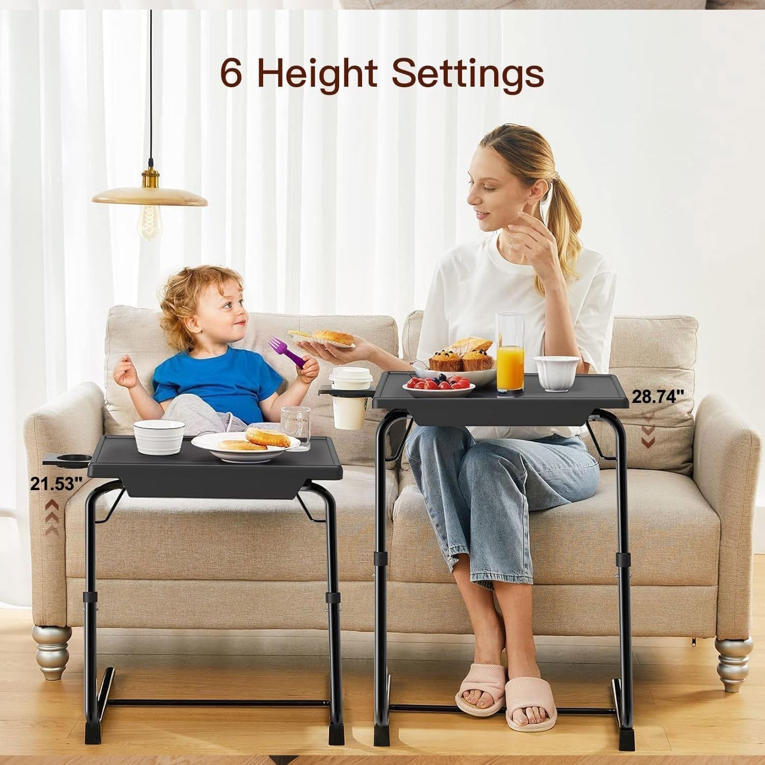 Detalle 2 de HUANUO Adjustable TV Tray Table 21.5