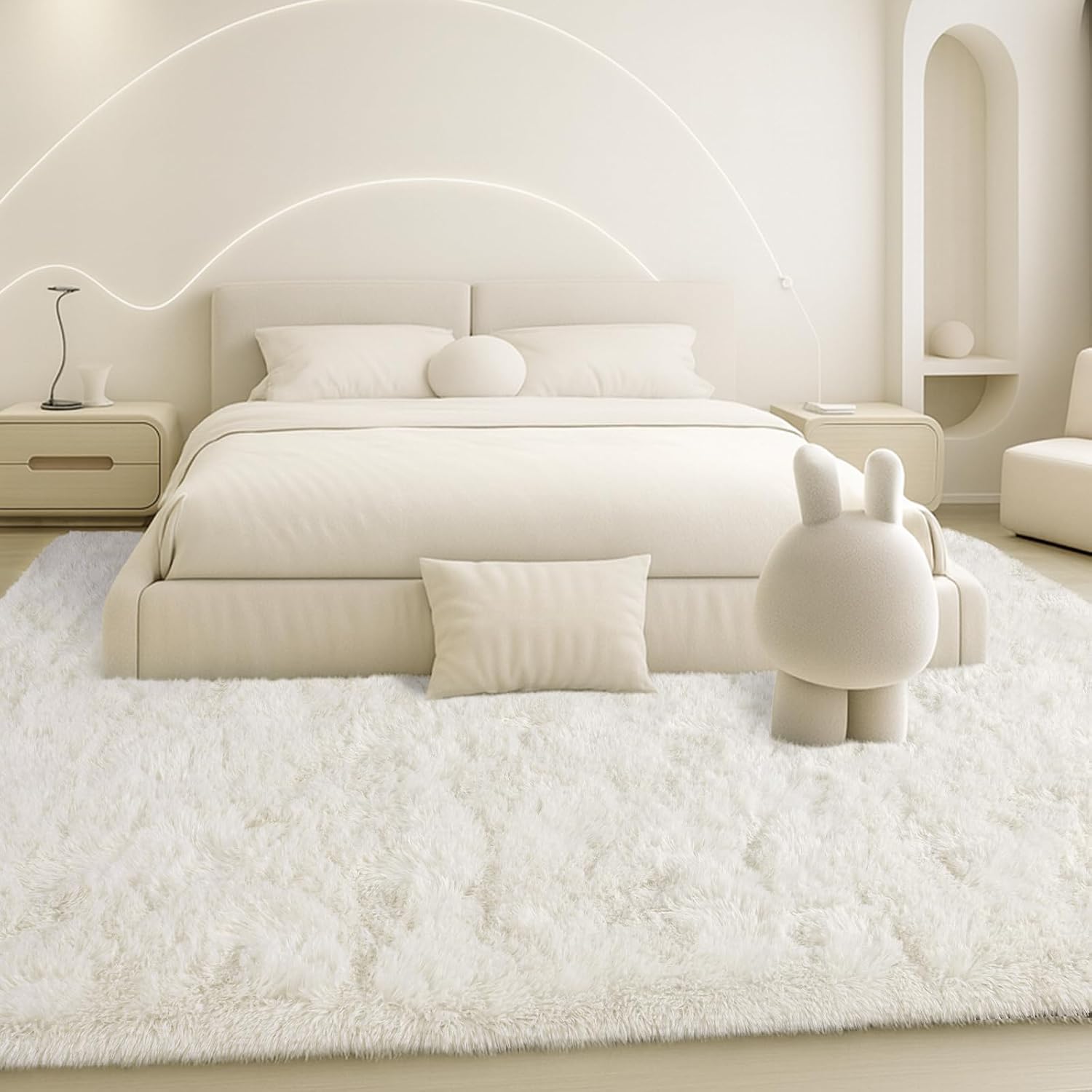 Detalle de Mtandyx 8x10 Plush Cream White Area Rug