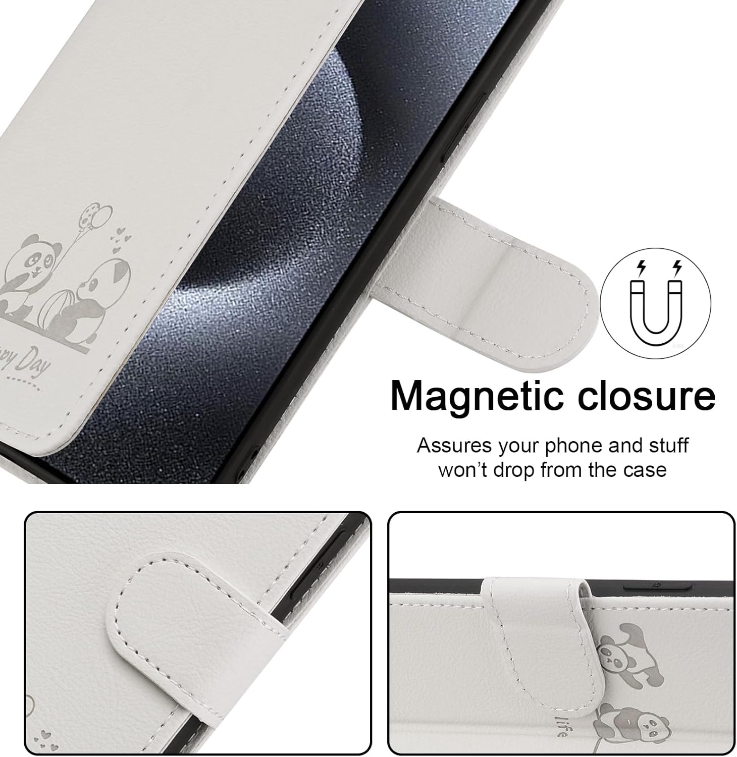 Detalle de Butnyeoe Flip Case with Card Holder for iPhone 7/8/SE (2020/2022) – Panda PU Leather Wallet Cover