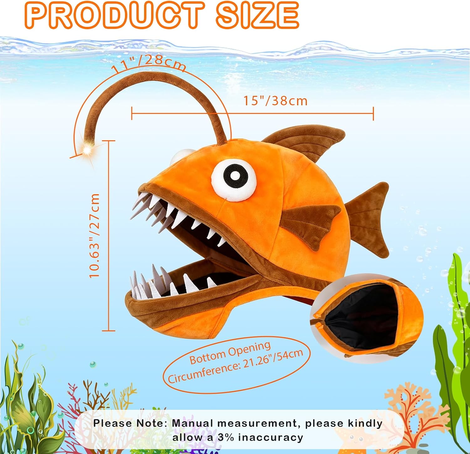 Detalle 2 de Lrvcnva ZXP-DLYMZ-C-E Anglerfish Costume Hat with Light-Up Antenna