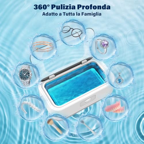 Detalle 2 de Pulitore Ultrasuoni 800ML Olubfdh: pulizia profonda 49KHz per gioielli, occhiali, orologi e molto altro