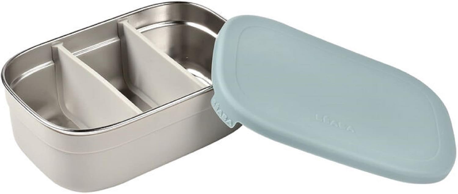 Detalle 2 de Béaba Lunchbox infantil de acero inoxidable 🥪 760 ml, gris/Azul