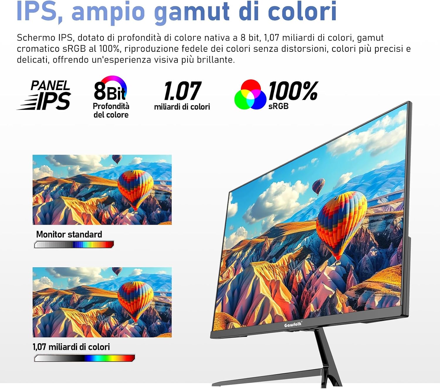 Detalle de Gawfolk Monitor IPS 27 pollici 2K QHD