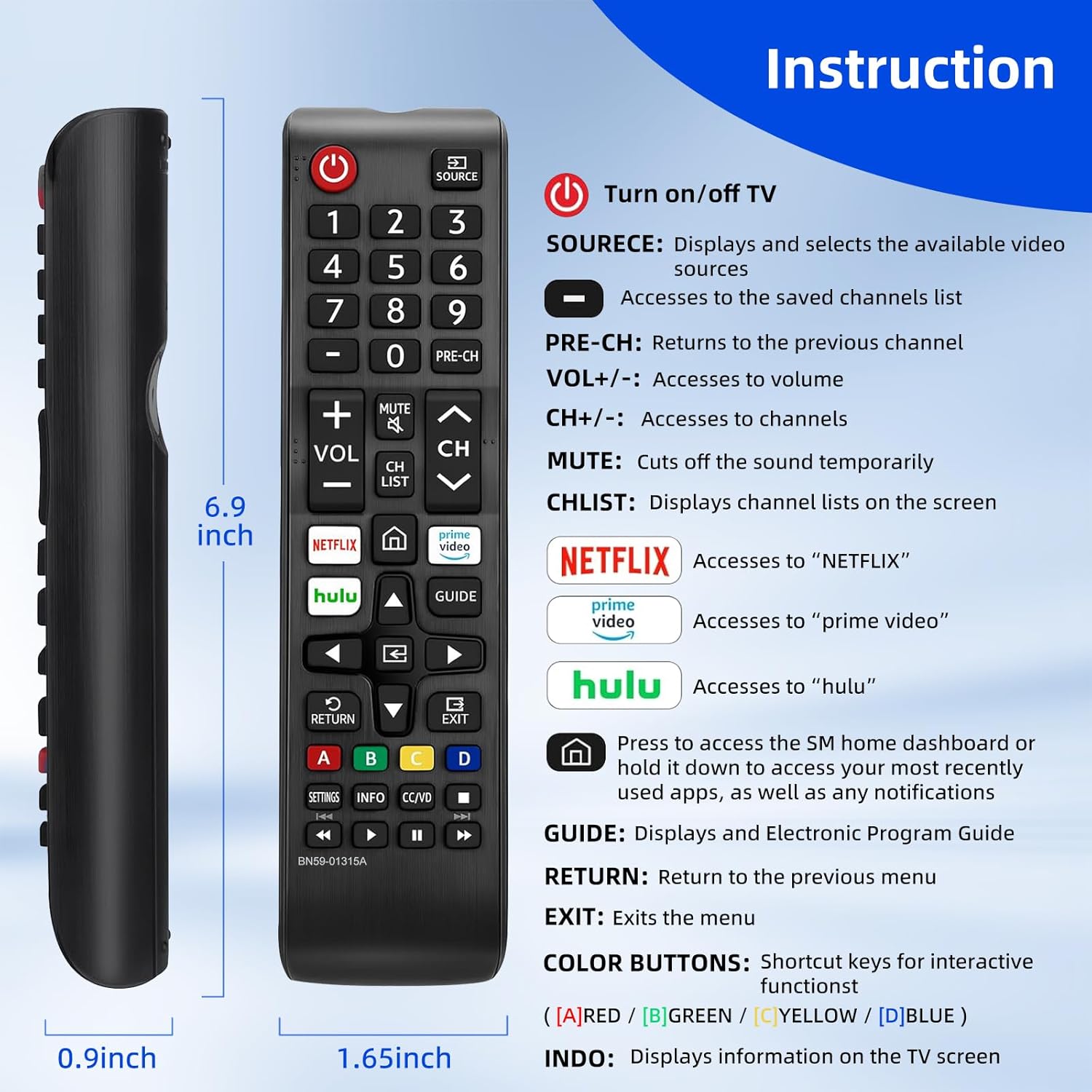 Thumbnail 6 de 3-Pack Universal Replacement Remote for Samsung Smart TV (BN59-01315J / BN59-01301A / BN59-01315A)