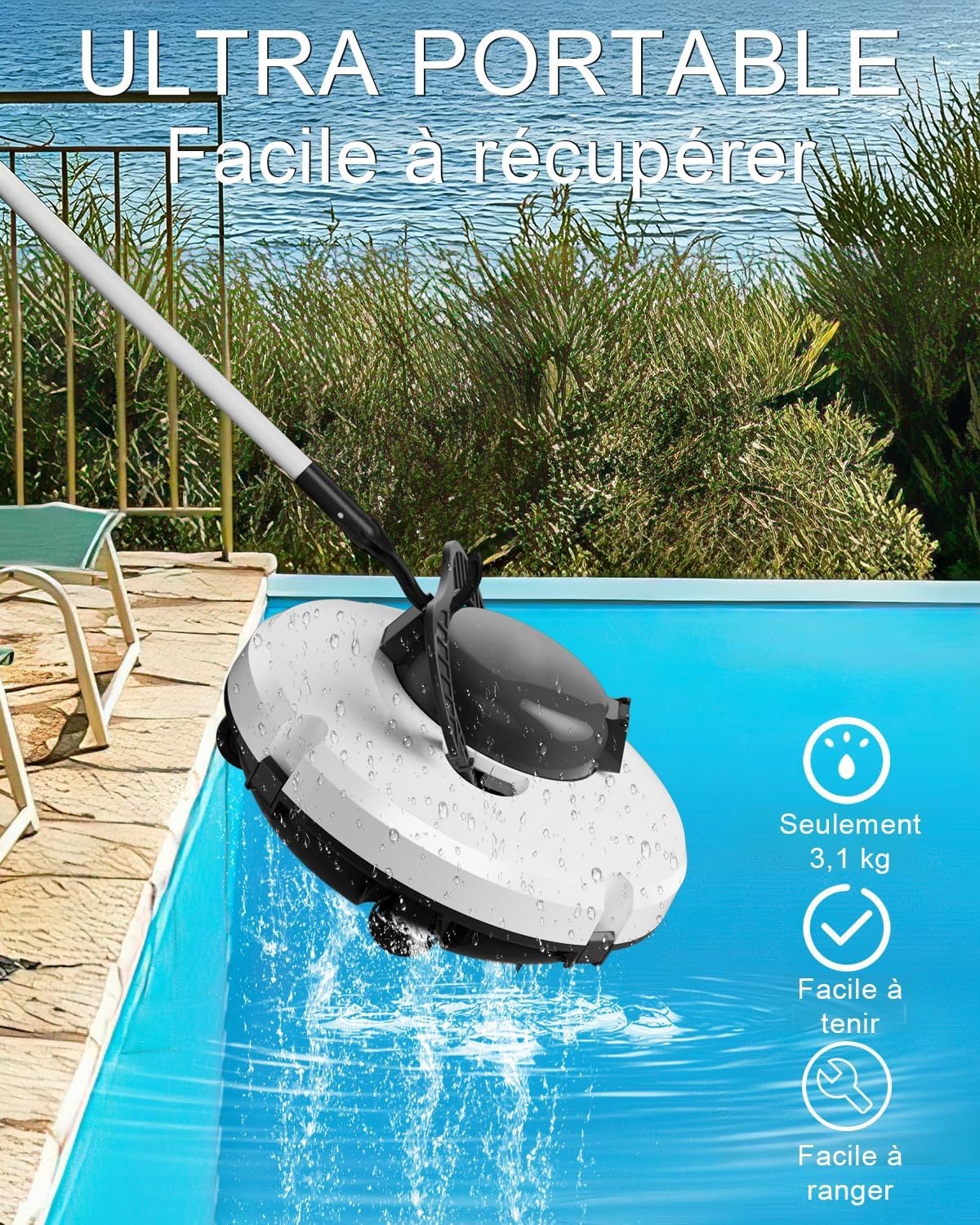 Thumbnail 6 de (2026) Robot Piscine sans Fil 100m² – Aspirateur Piscine à Double Moteur, 120 Min, Auto-Stationnement