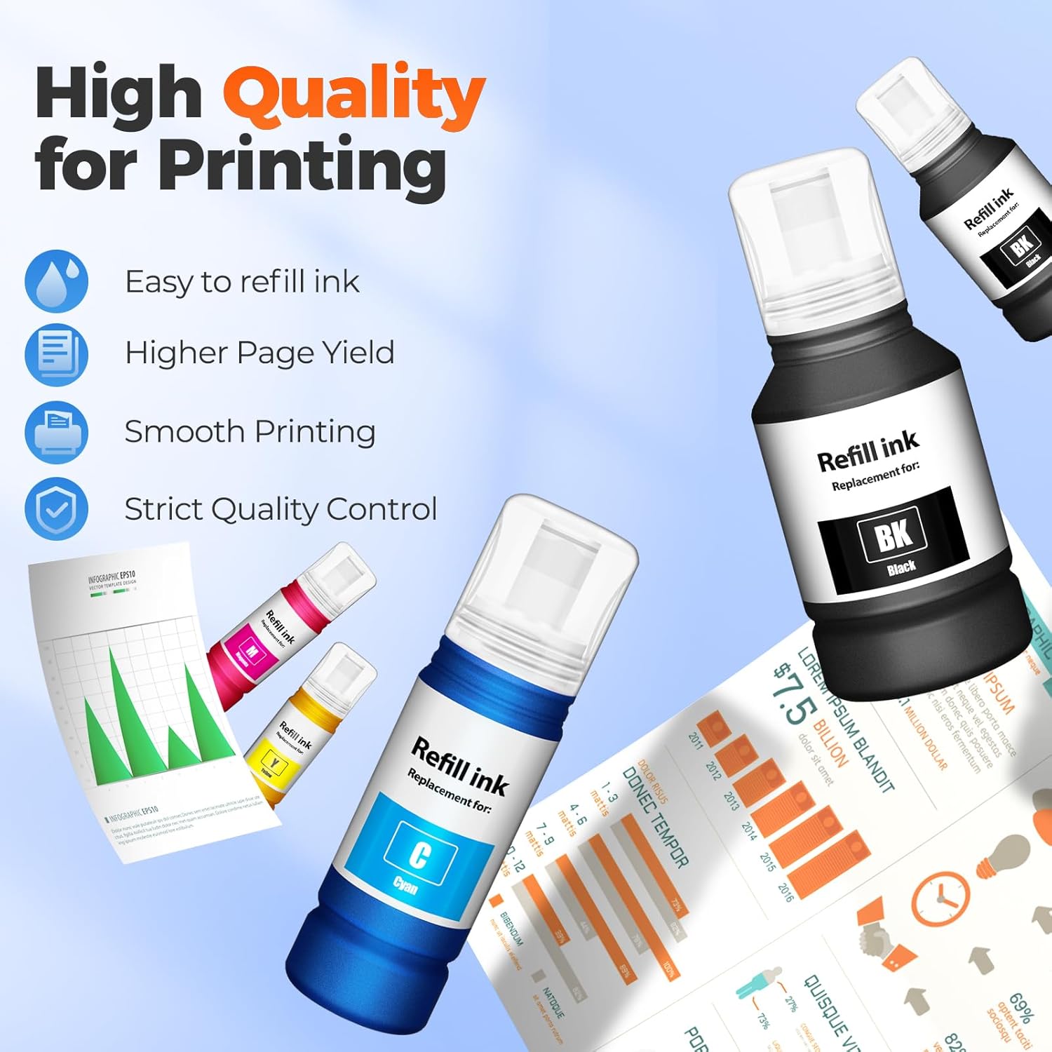 Thumbnail 3 de GINTRICANP EPT502 Compatible Ink Refill Bottles, 4 Colors for EcoTank Printers