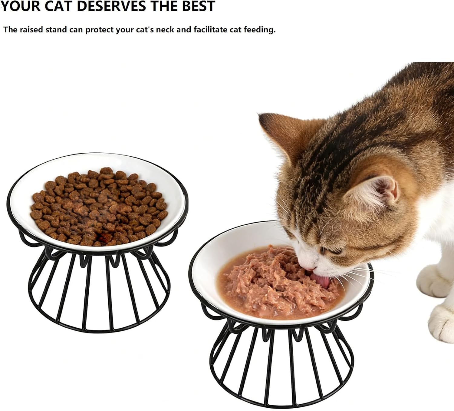 Detalle de e-YiHESZ elevated cat food bowl set 12oz