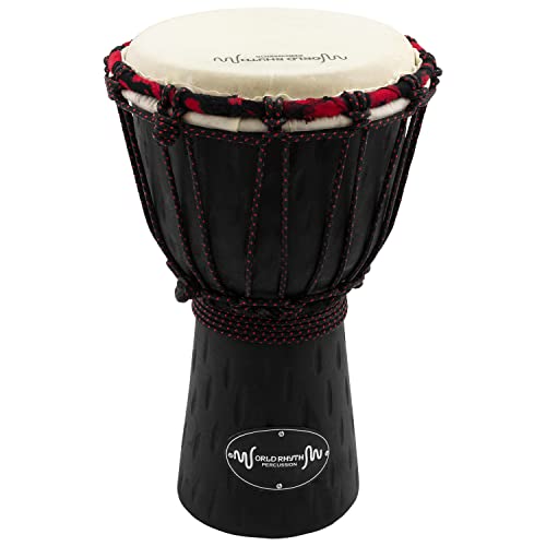 World Rhythm MDJ004 Tamburo Djembe da 6 pollici in mogano, nero – suono ricco e maneggevole