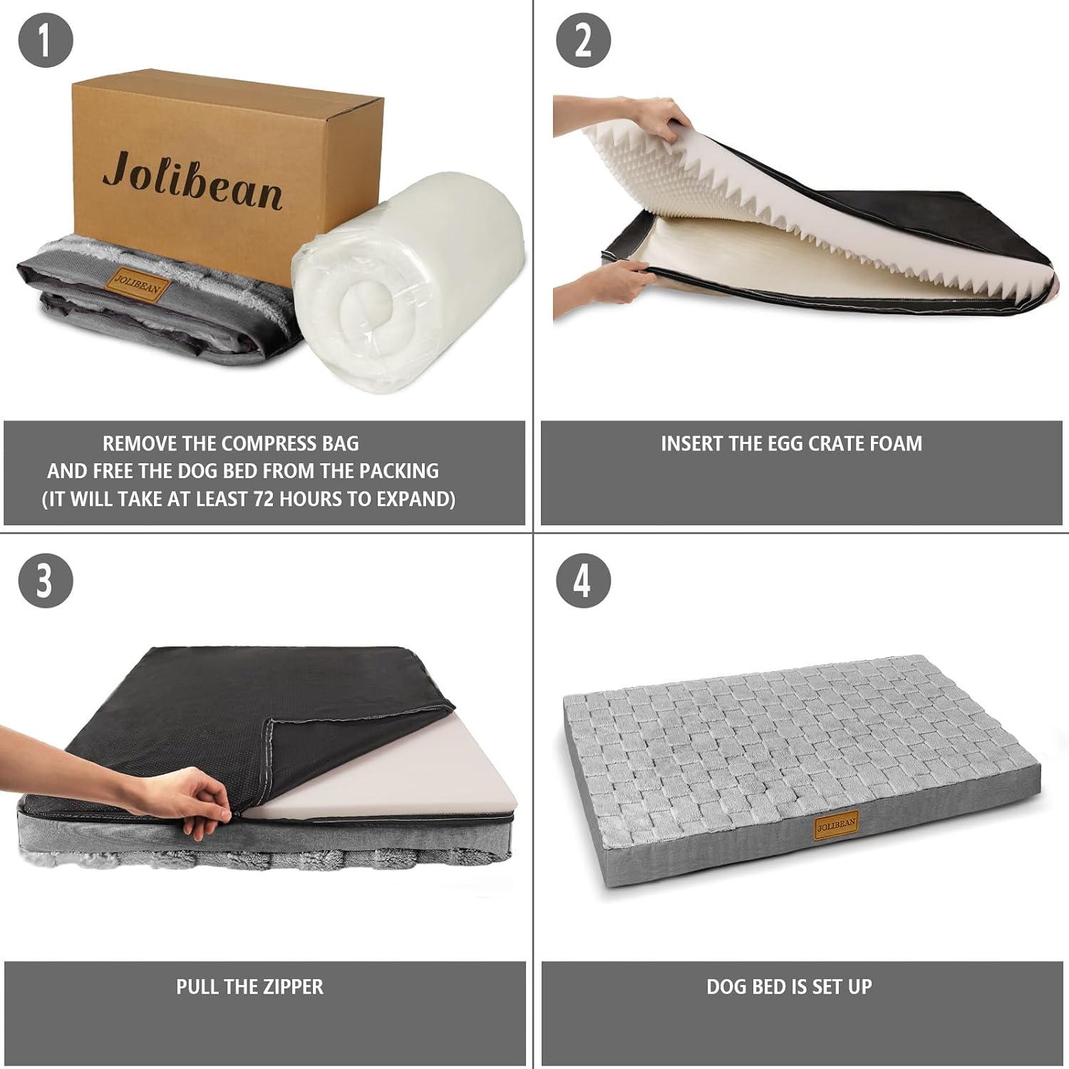 Thumbnail 6 de Jolibean Orthopedic XL Dog Bed – 106x71cm, Large Waterproof Egg Crate Foam with Washable Cover