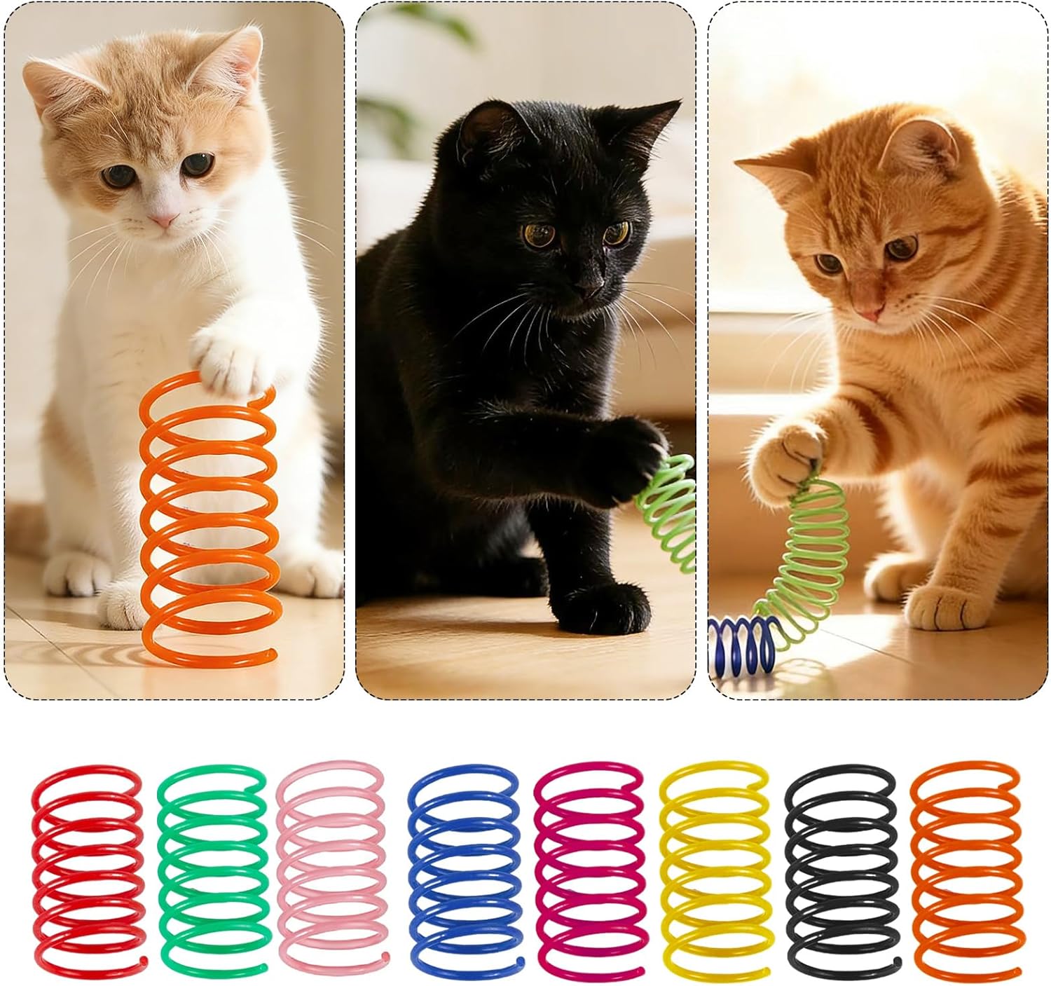 Thumbnail 5 de DMwespe 104 Pcs Cat Spring Toy review: a vibrant indoor chase set for kittens and cats