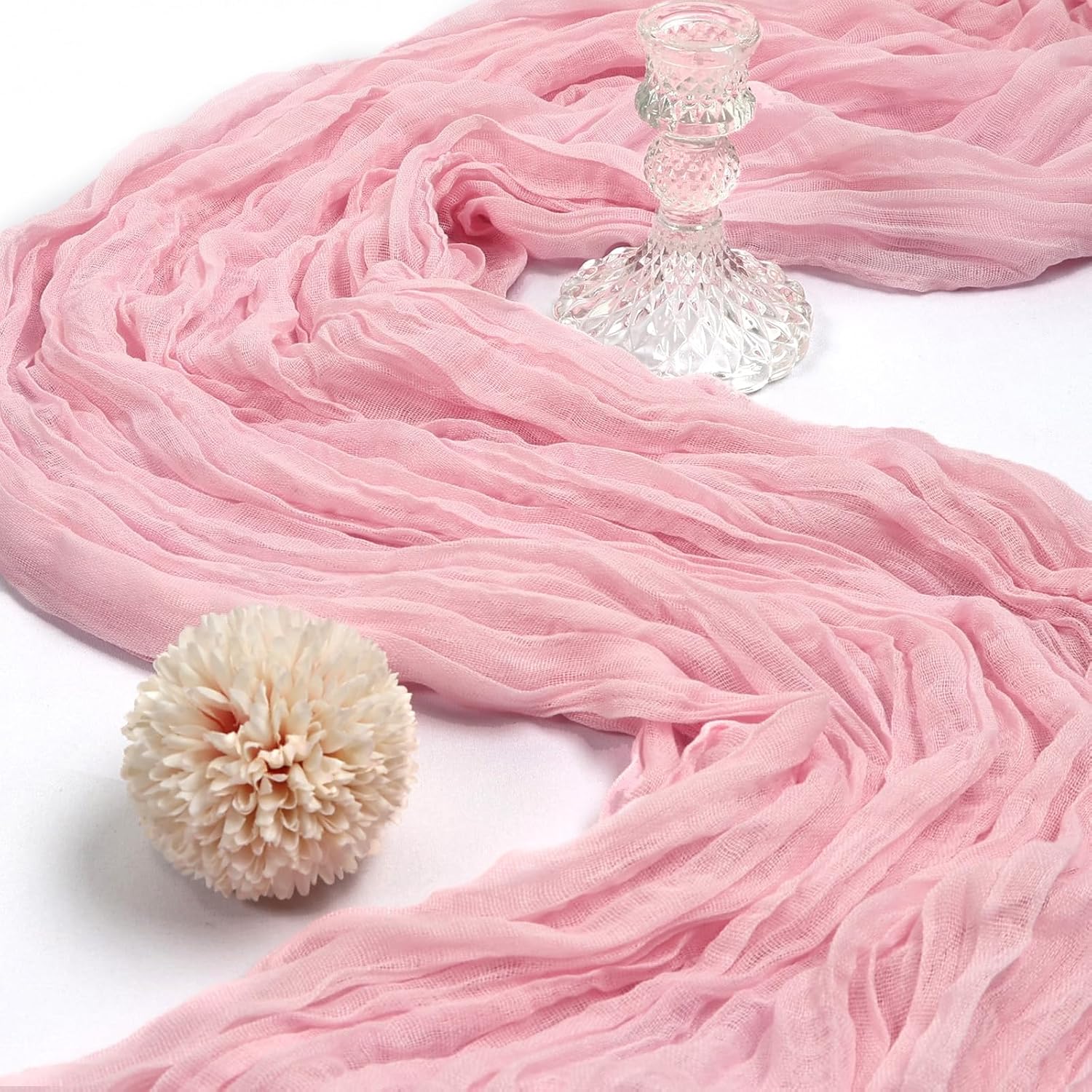Detalle de 6-Pack 10FT Pink Cheesecloth Table Runner (23 x 120 inches) for Spring Events, Weddings, and Parties