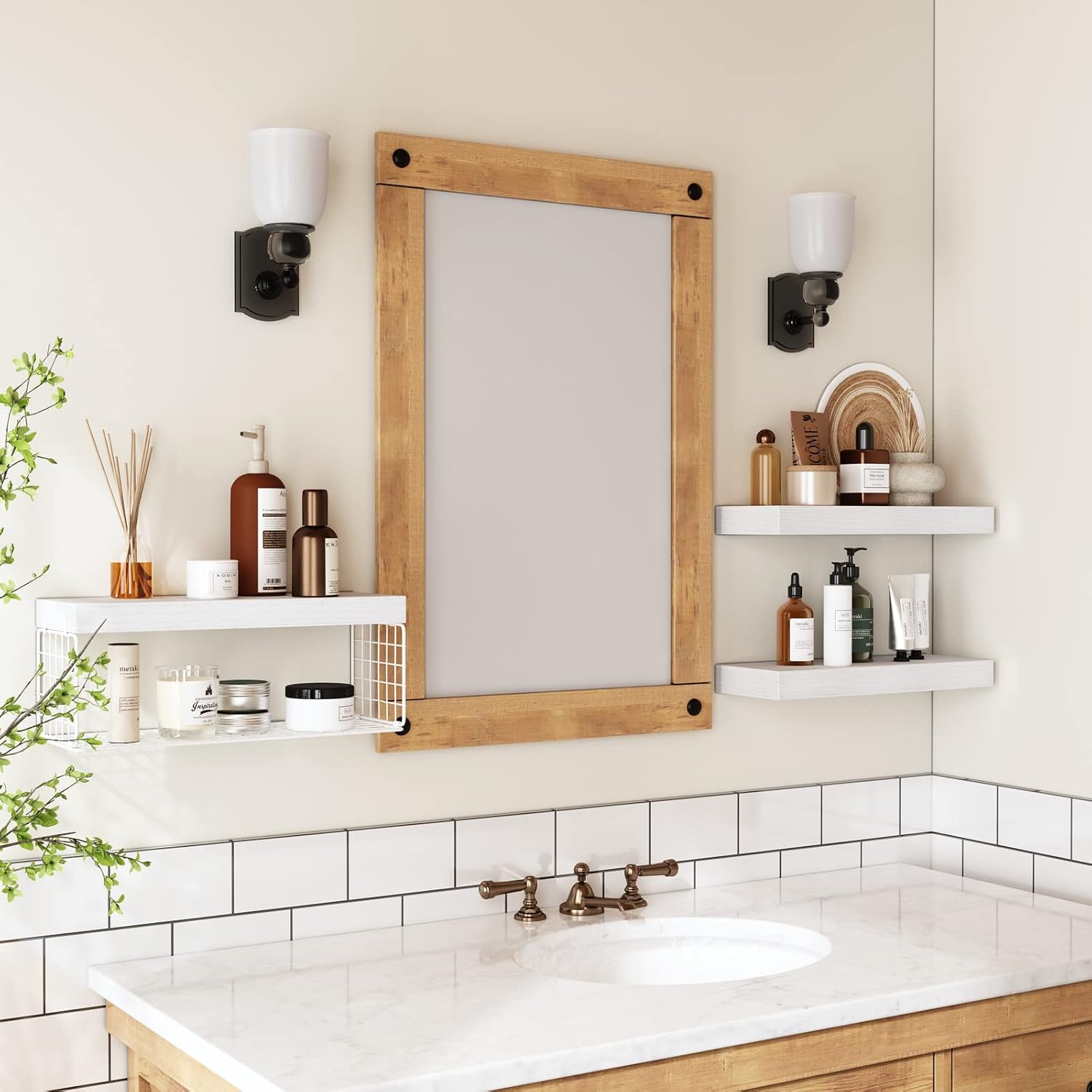 Detalle 1 de QEEIG Bathroom Shelves Set of 3