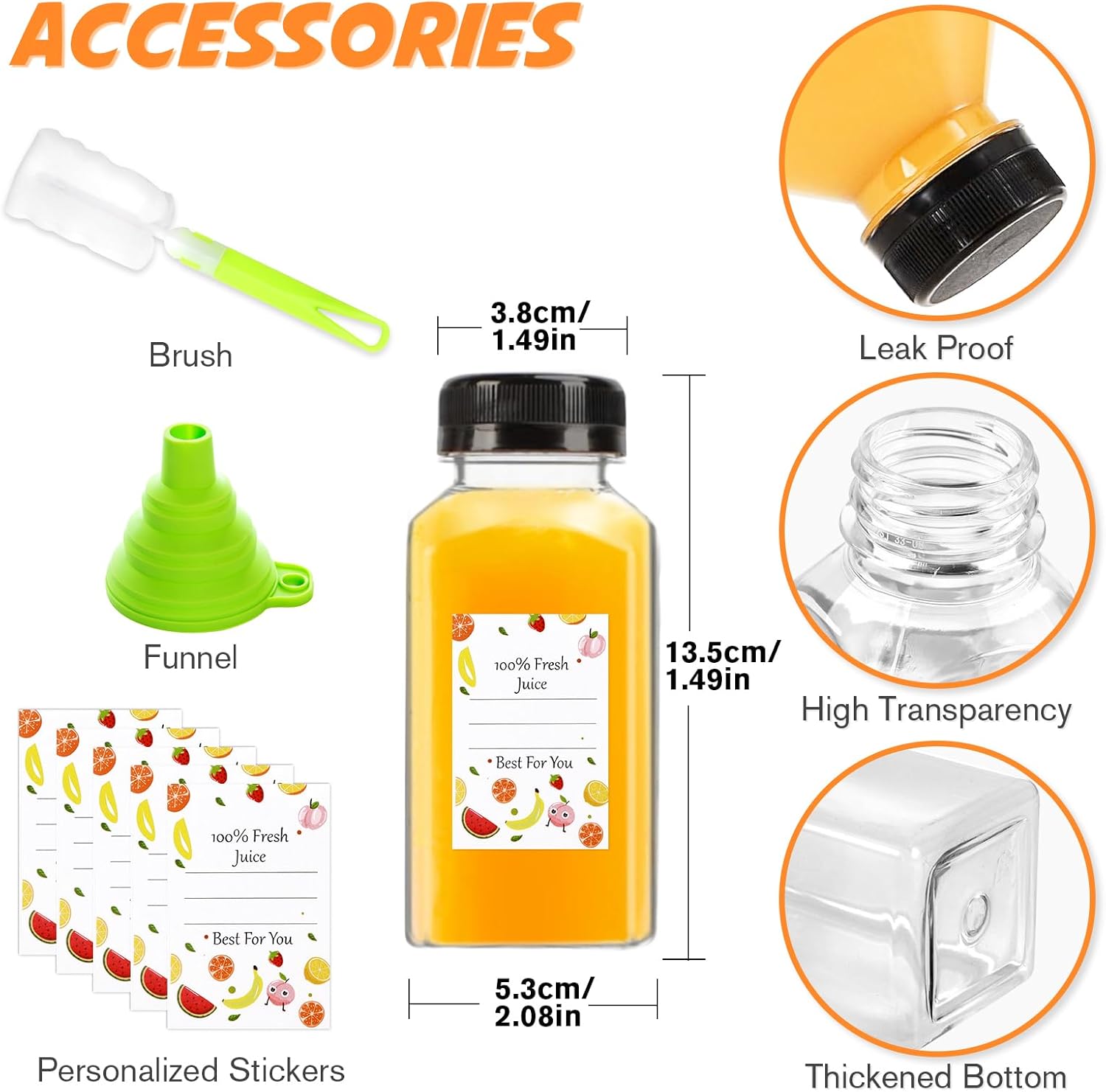 Detalle 2 de Ztarraum 8oz/250ml Juice Bottles 12 Pack