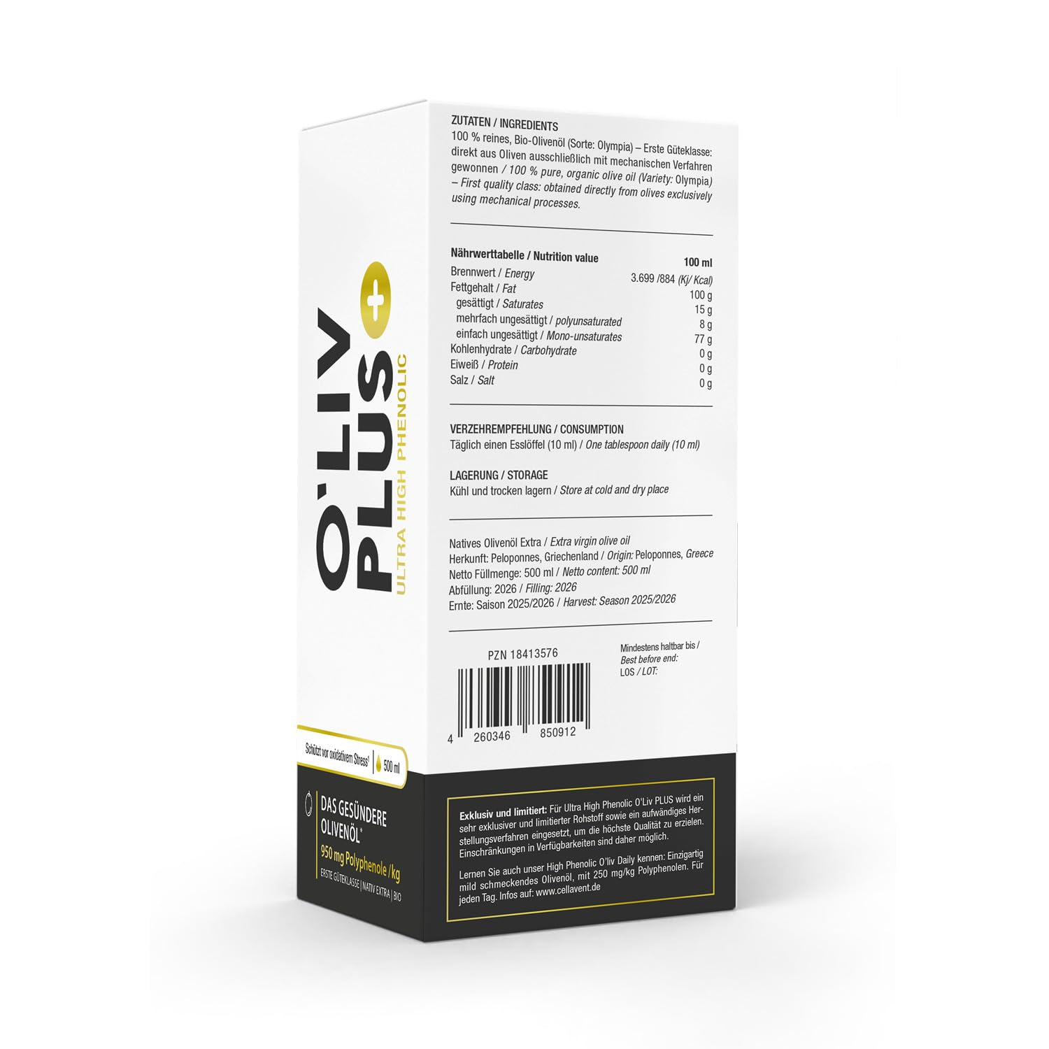 Thumbnail 2 de O'Liv PLUS Olivenöl – Bio, extra hohes Polyphenolprofil und 950 mg/kg