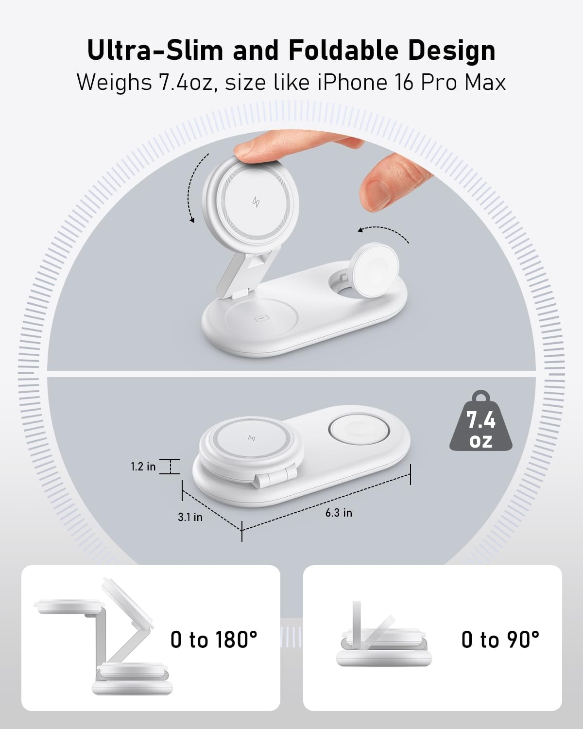 Detalle de 3 in 1 Wireless Charging Station for iPhone, Apple Watch and AirPods
