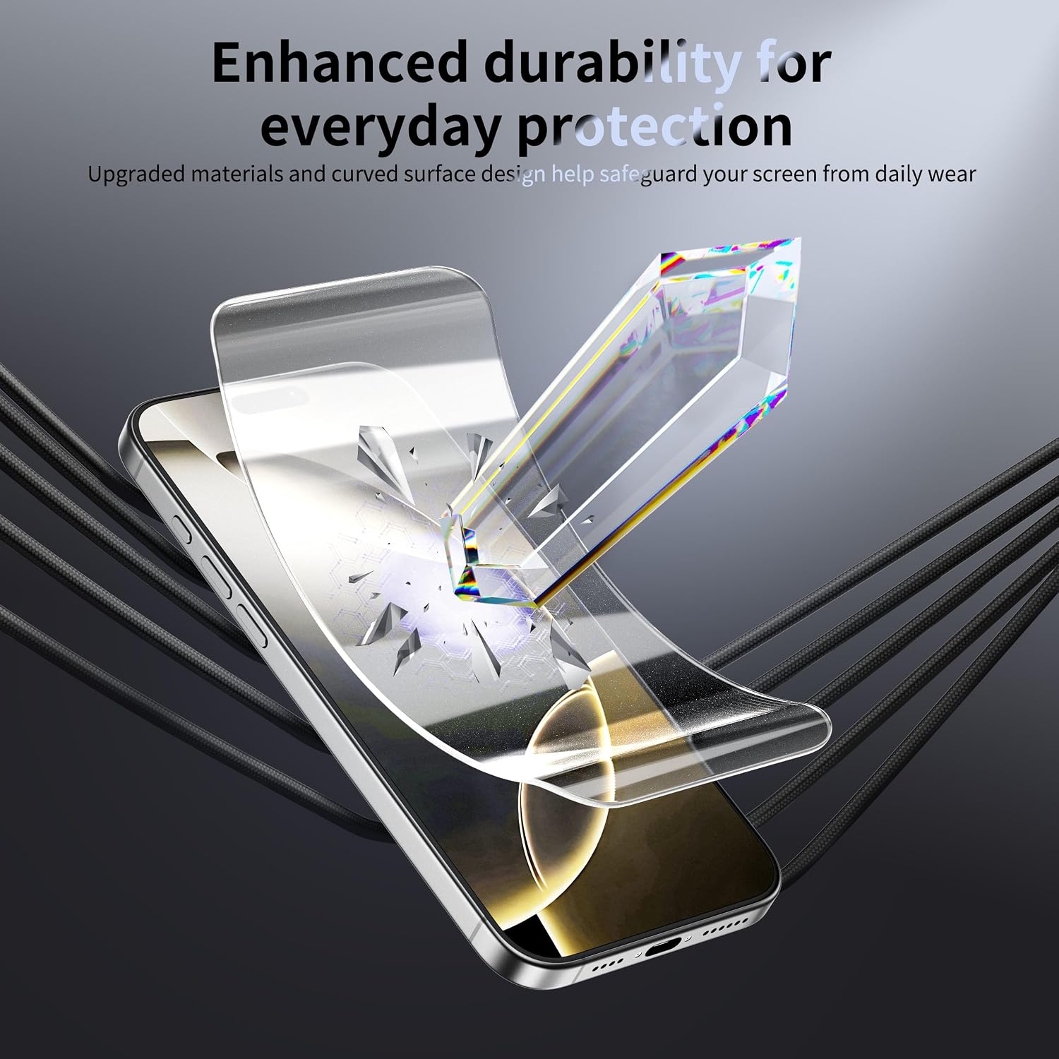Detalle de JUVENPROTO 3 Pack TPU Screen Protectors for iPhone 14 Pro