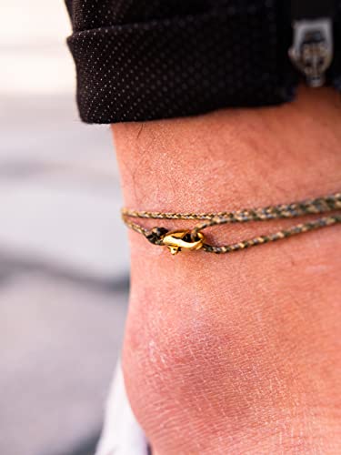 Detalle de Made by Nami Dünnes Wickel-Fußband für Herren & Damen – Wasserfest, Verstellbar (Olive-Beige Gold)