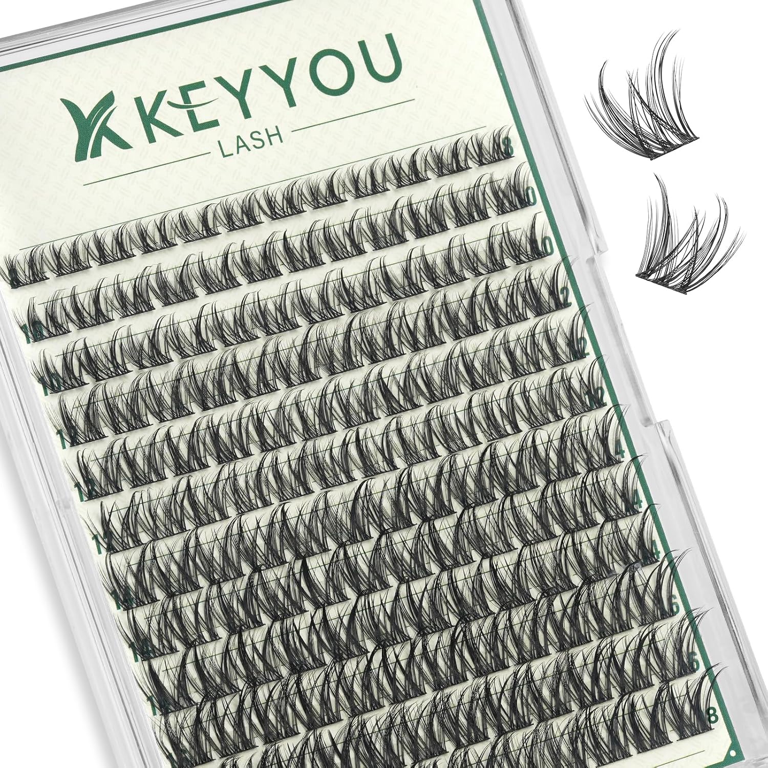 Detalle de KEYYOU KY03 Lash Clusters, D Curl 0.07D Wispy Mixed Lengths 8–18mm