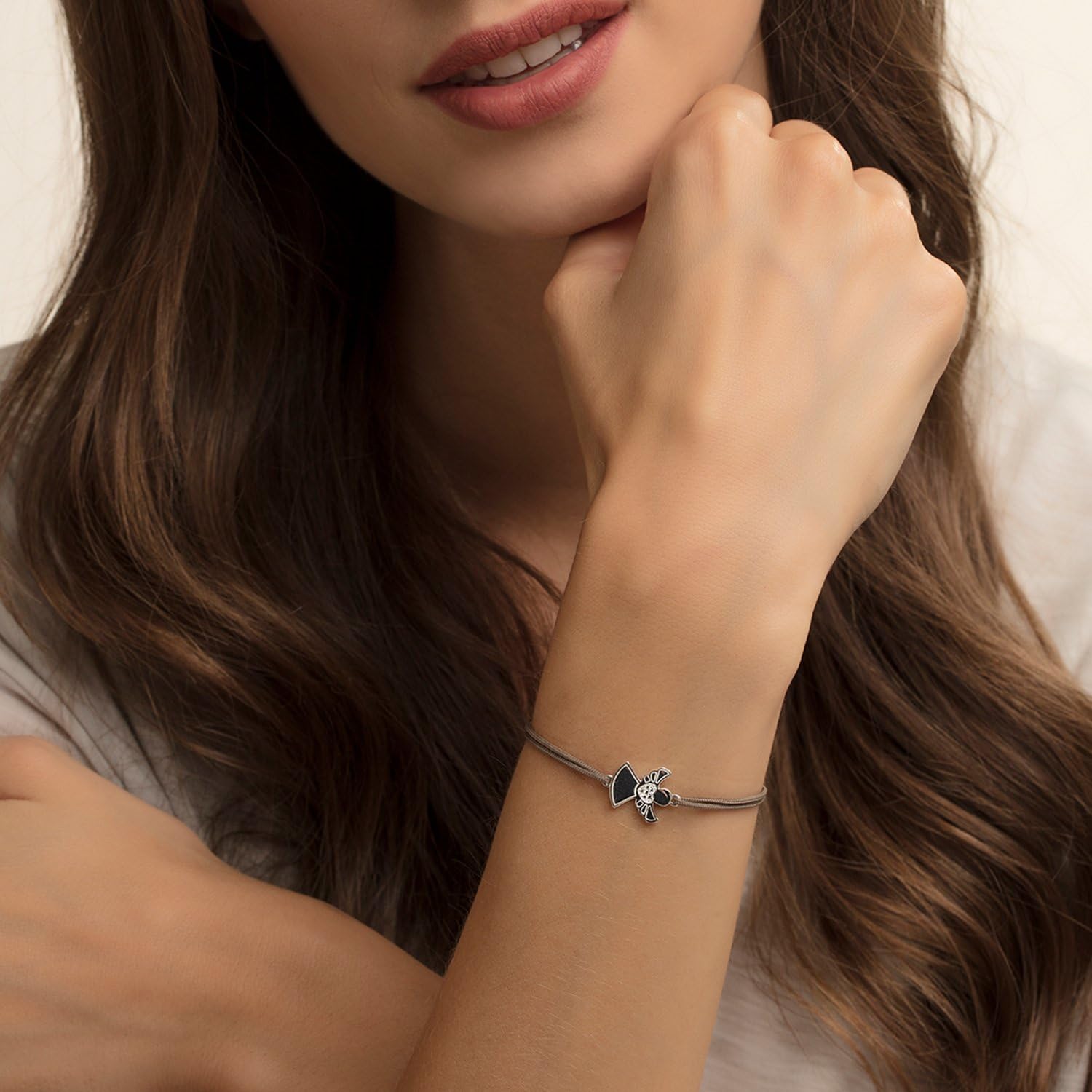Detalle 2 de THOMAS SABO Damen Stoffarmband Grün Little Secret Engel – LS037-401-5-L20v