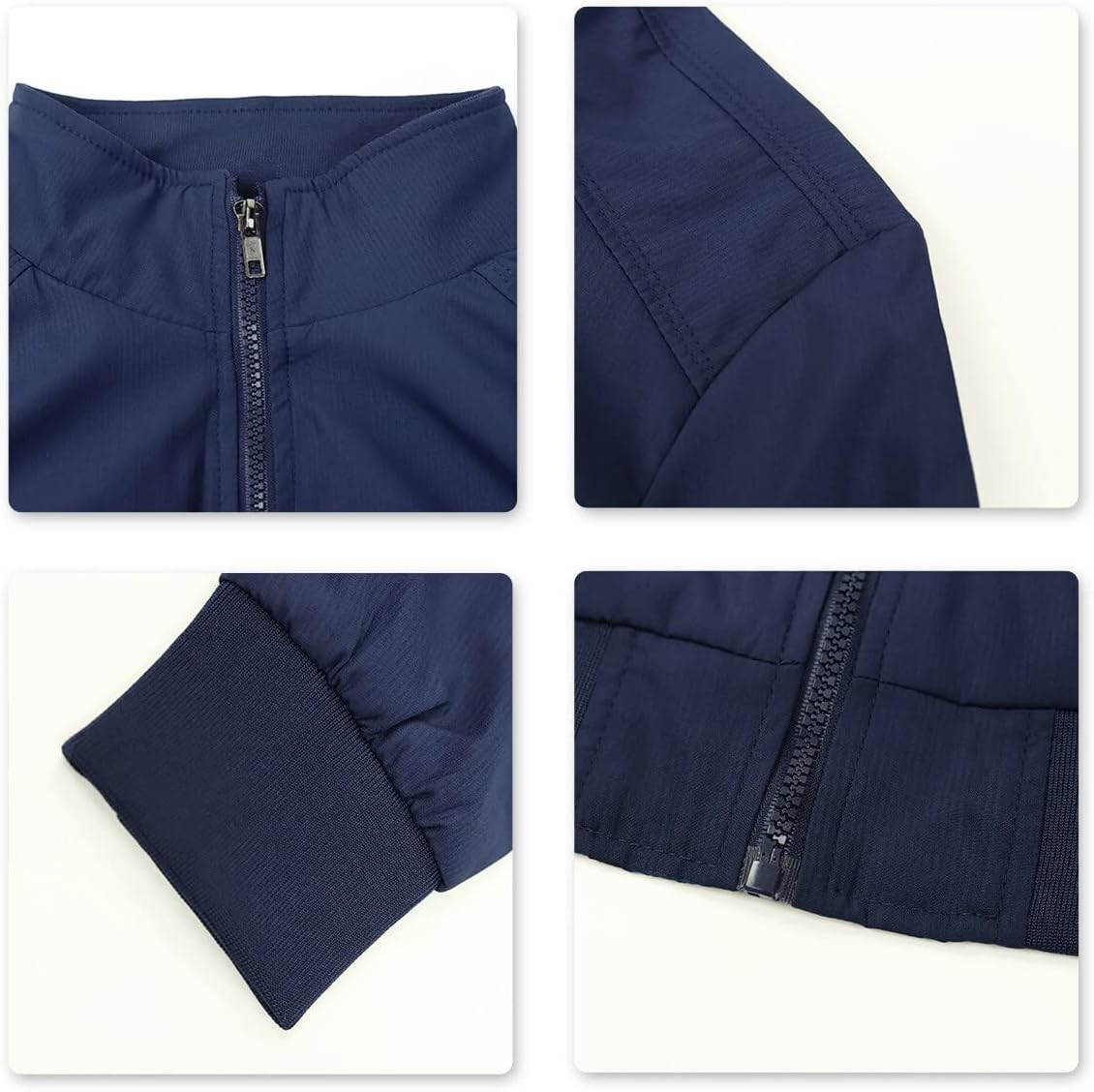 Detalle 2 de YOUTHUP Giacca leggera estiva da uomo stile bomber con zip e colletto coreano