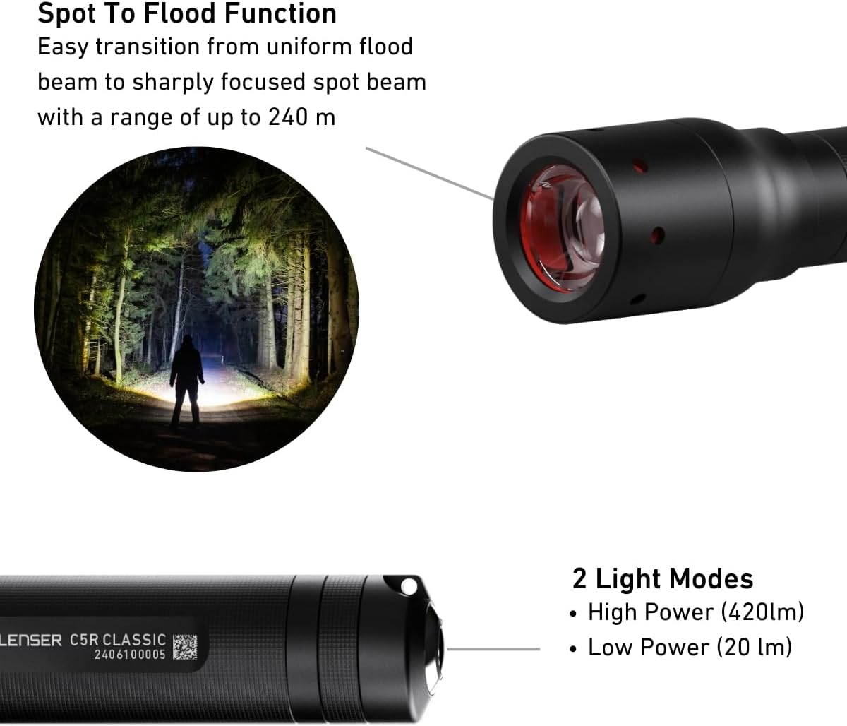 Thumbnail 1 de Ledlenser C5R Classic Rechargeable LED Torch – Compact, Versatile and Long-Lasting