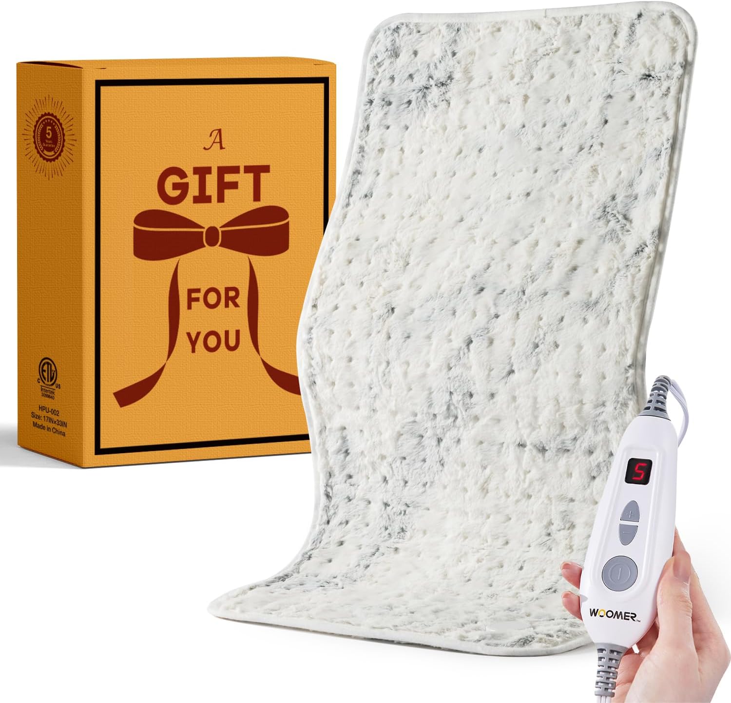 Detalle de WOOMER electric heating pad 17 × 33 inches