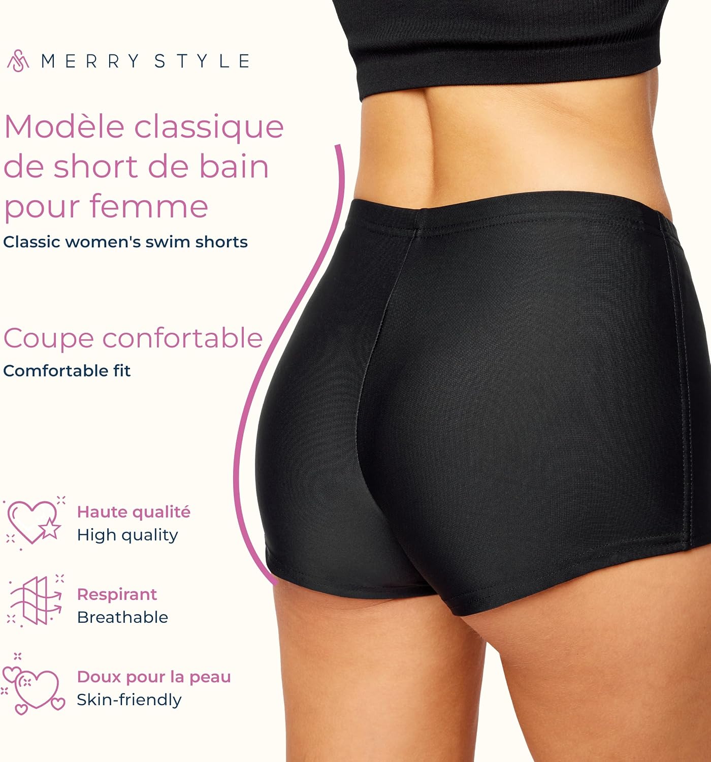 Detalle de Merry Style Short de bain sport femme L23L1 – couleur intense, UPF 50+ et séchage rapide