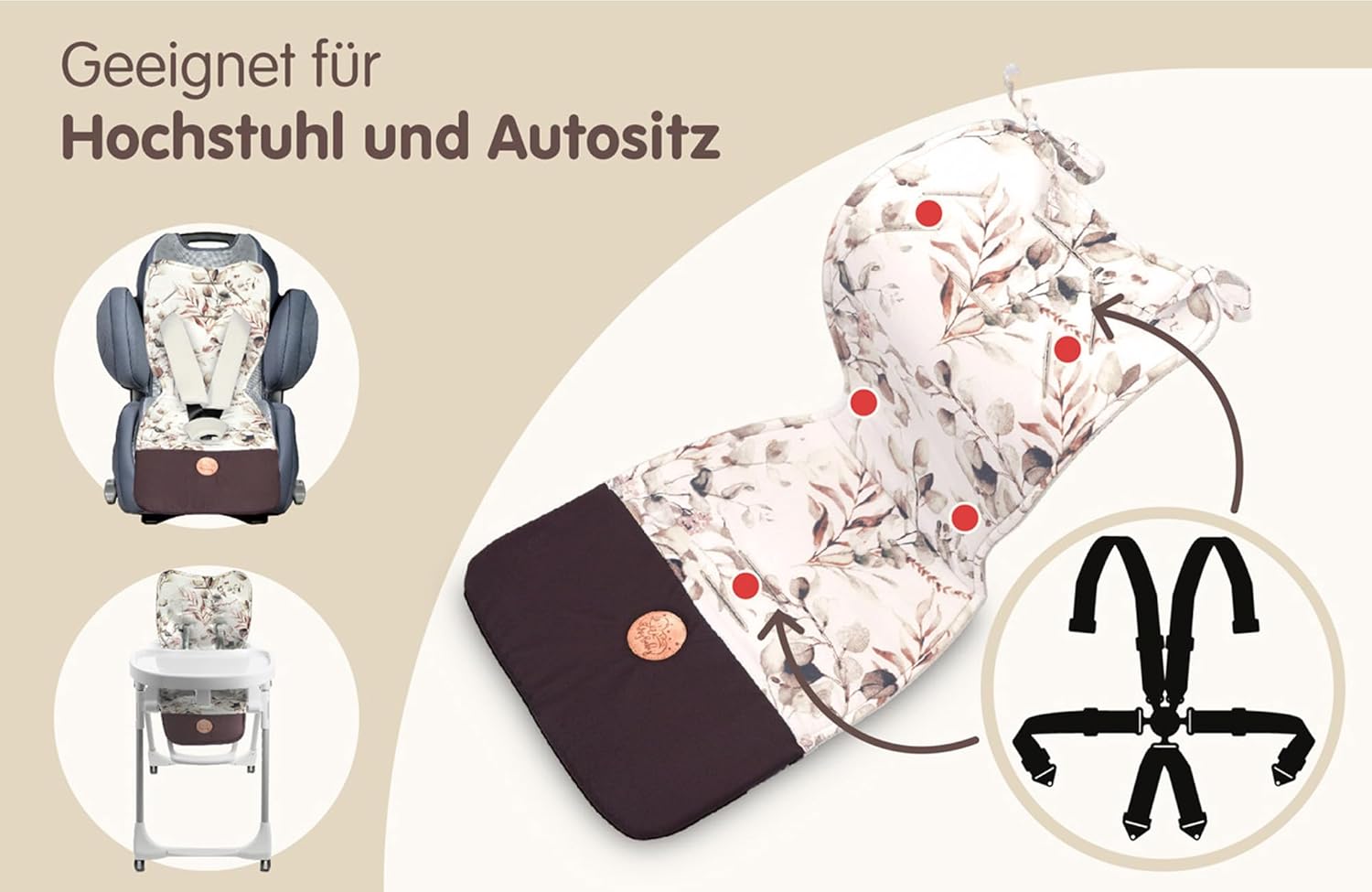 Thumbnail 4 de Totsy Baby Coussin poussette universelle avec assise rembourrée et découpes ceintures