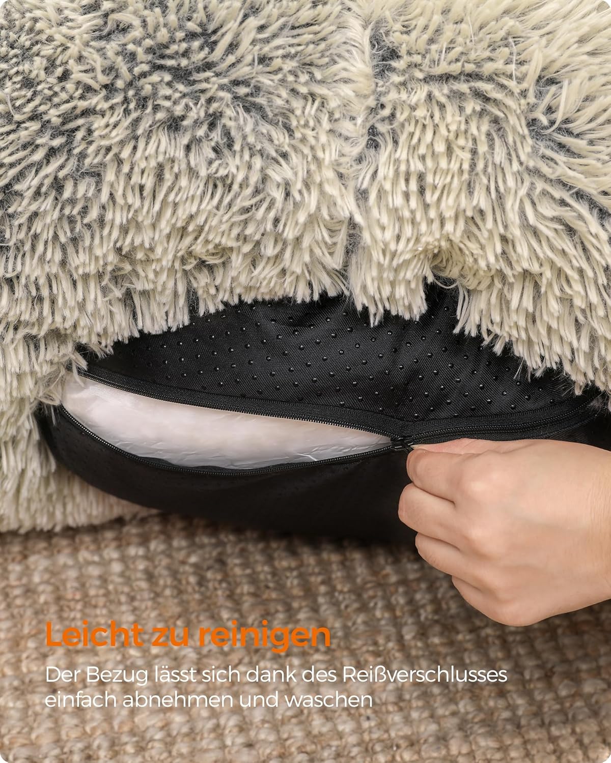 Thumbnail 5 de Feandrea Hundebett flauschig Donut-Kissen (PGW041S01), waschbar, 90 cm Durchmesser