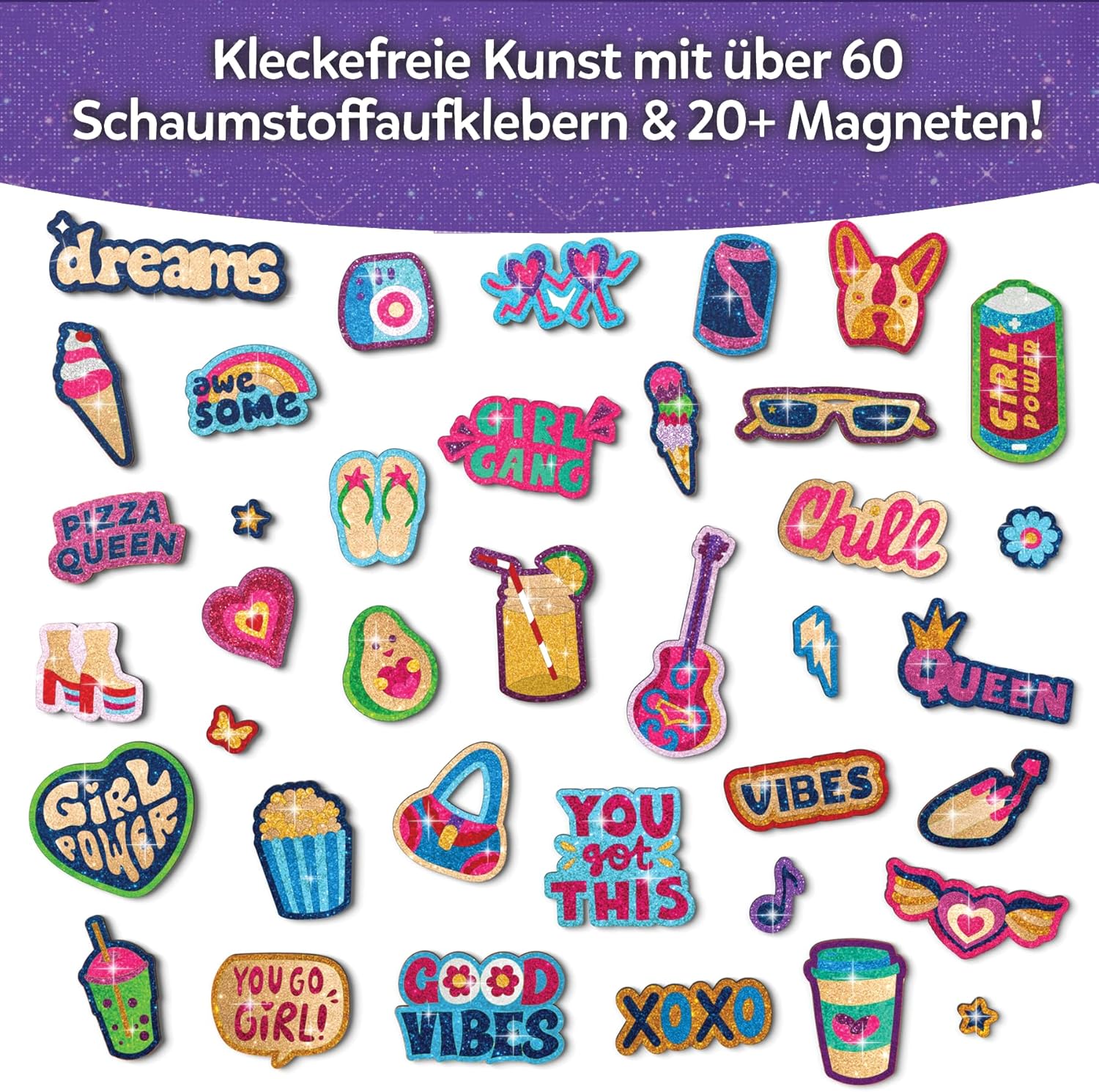 Detalle de Skillmatics Folienspaß – Girl Power: DIY Folienkunst-Magnet-Set (20+ Magnete, 60+ Schaumstoff-Aufkleber, 150 Folienbögen)