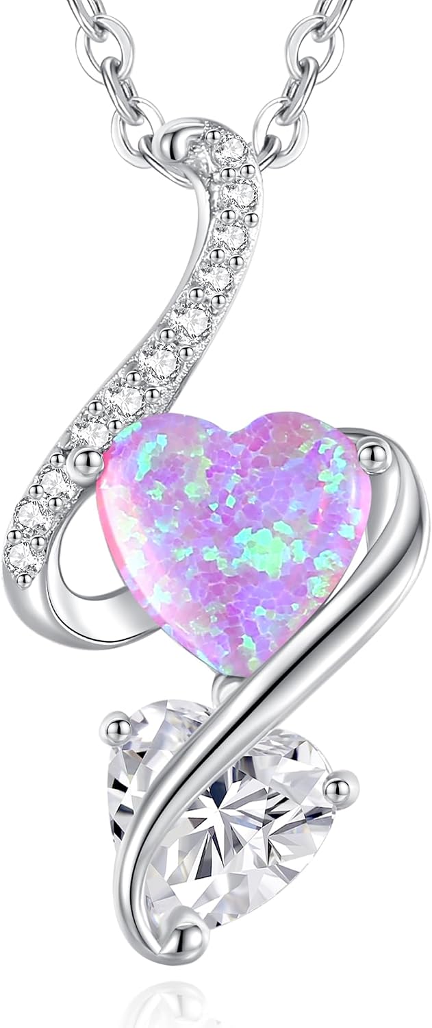 Detalle de LOUISA SECRET Frauen Opal Halskette „Infinity Double-Heart“ aus 925 Sterling Silber