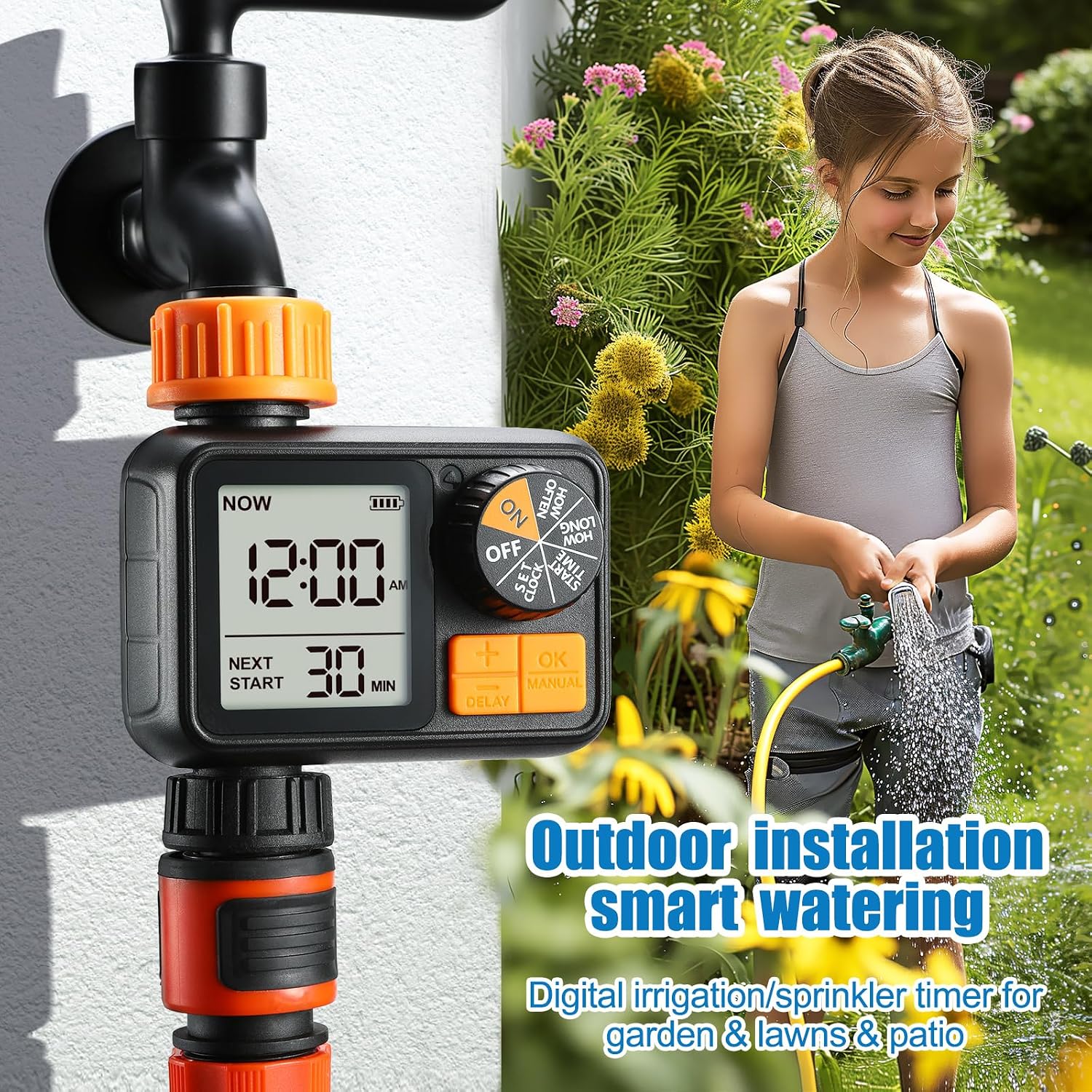 Detalle de CROSOFMI Timer Irrigazione Automatica Digitale – Centralina programmabile IP65 per giardino e serre