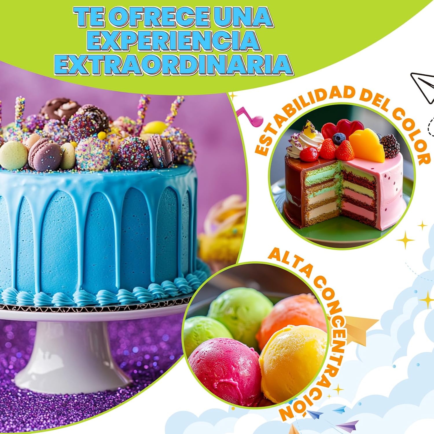 Detalle de Colorante Alimentario AzúCar Glas - 12 ×10 ml 🎨