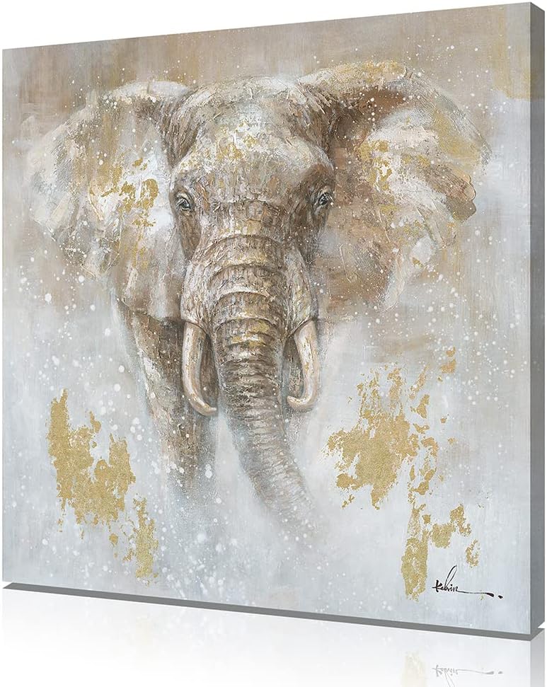 Detalle de Kunstorner Elephant Canvas Wall Art, 24 x 24 Inches