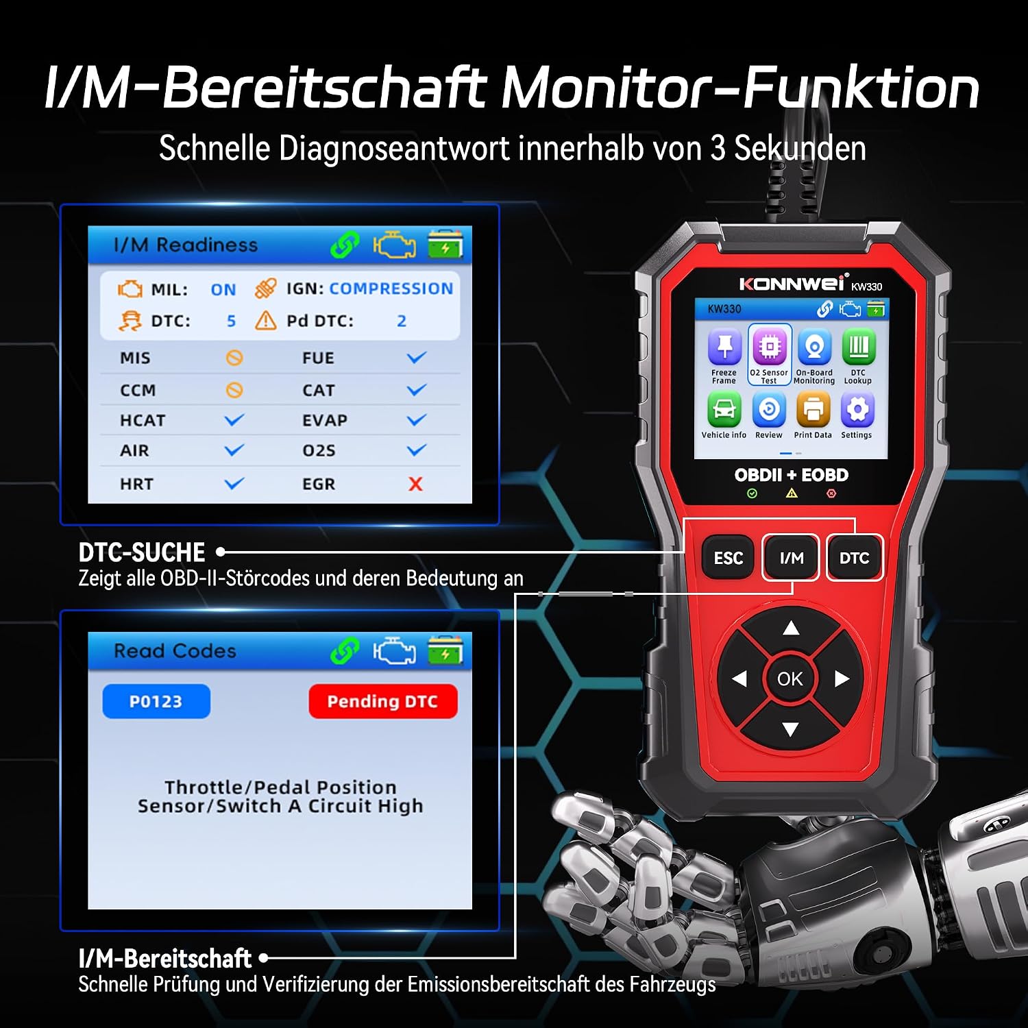 Thumbnail 3 de OBD2 Diagnosegerät Universal Auto Auslesegerät