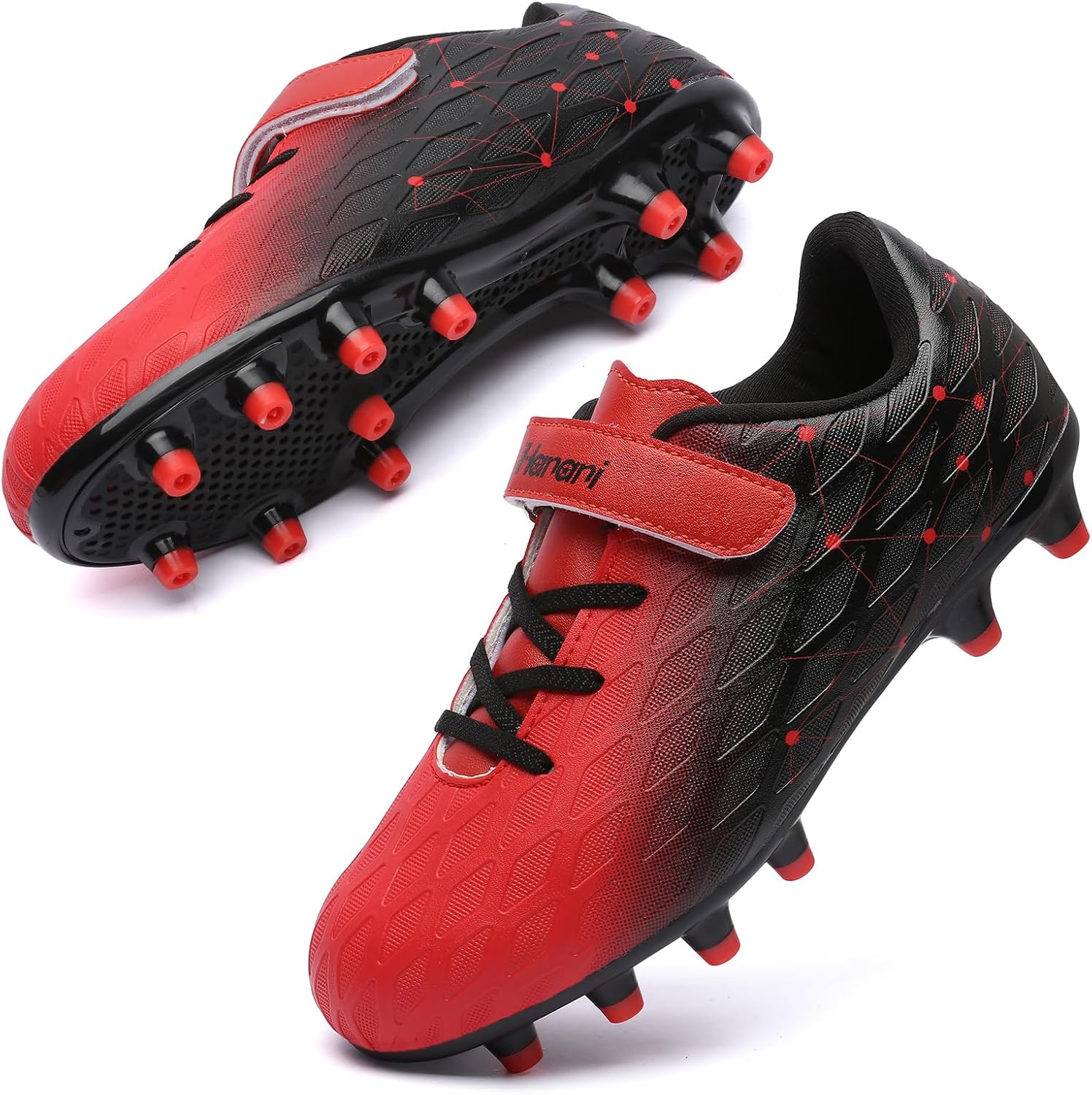 Kids FG/AG Football Boots – Boys and Girls Synthetic Trainers with Hook-and-Loop Closure