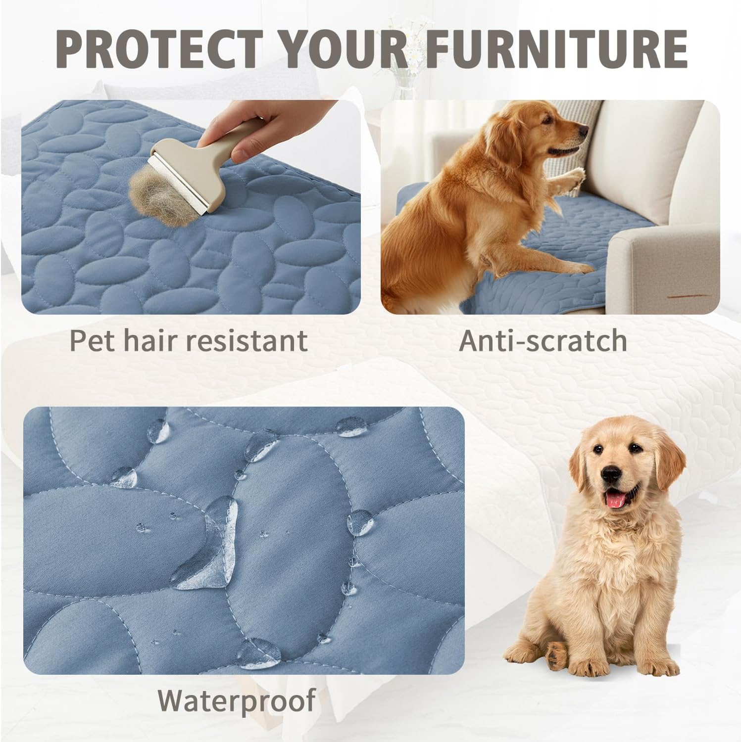 Detalle de Ameritex Waterproof Pet Bed Cover Anti-Slip Dog Bed Blanket for Sofa and Furniture (Light Blue, 30x80 Inch, Pack of 1)