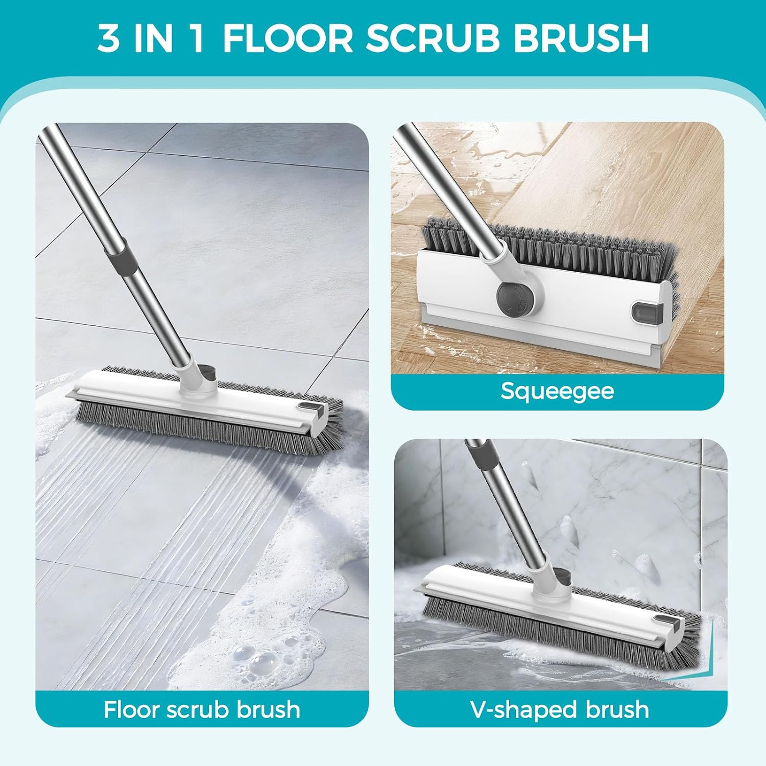 Detalle de SetSail k065 3-in-1 Floor Scrub Brush with Adjustable Handle