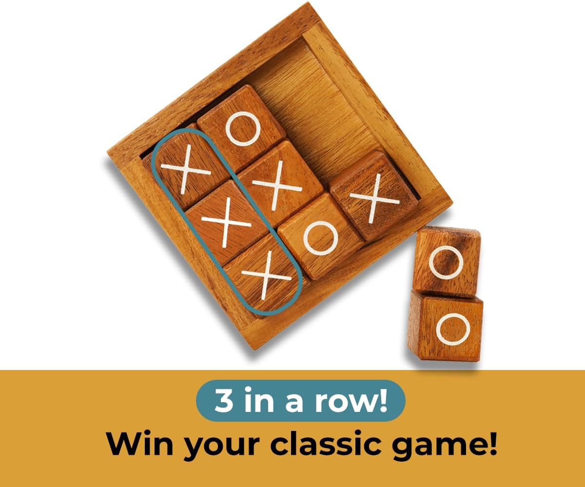 Thumbnail 5 de BSIRI Tic Tac Toe Rustic Wood Game 4 Inch ๐ฒ