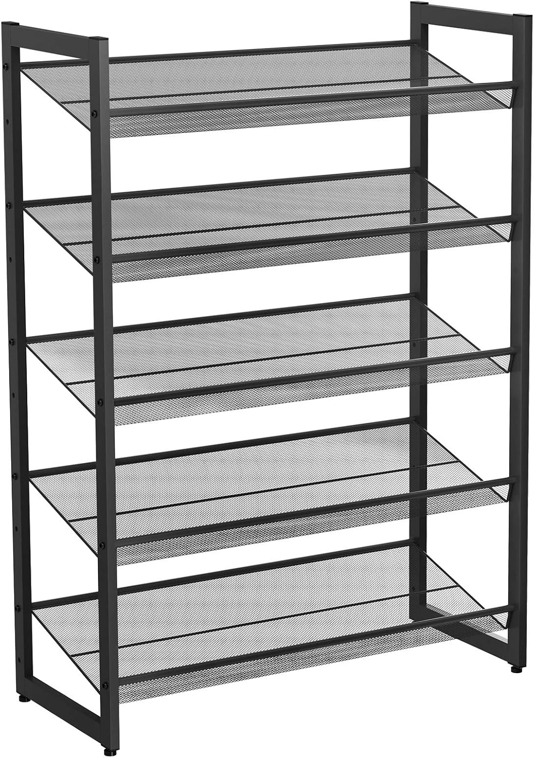 Detalle de SONGMICS LMR005B 5-Tier Stackable Shoe Rack with Adjustable Shelves (Black)