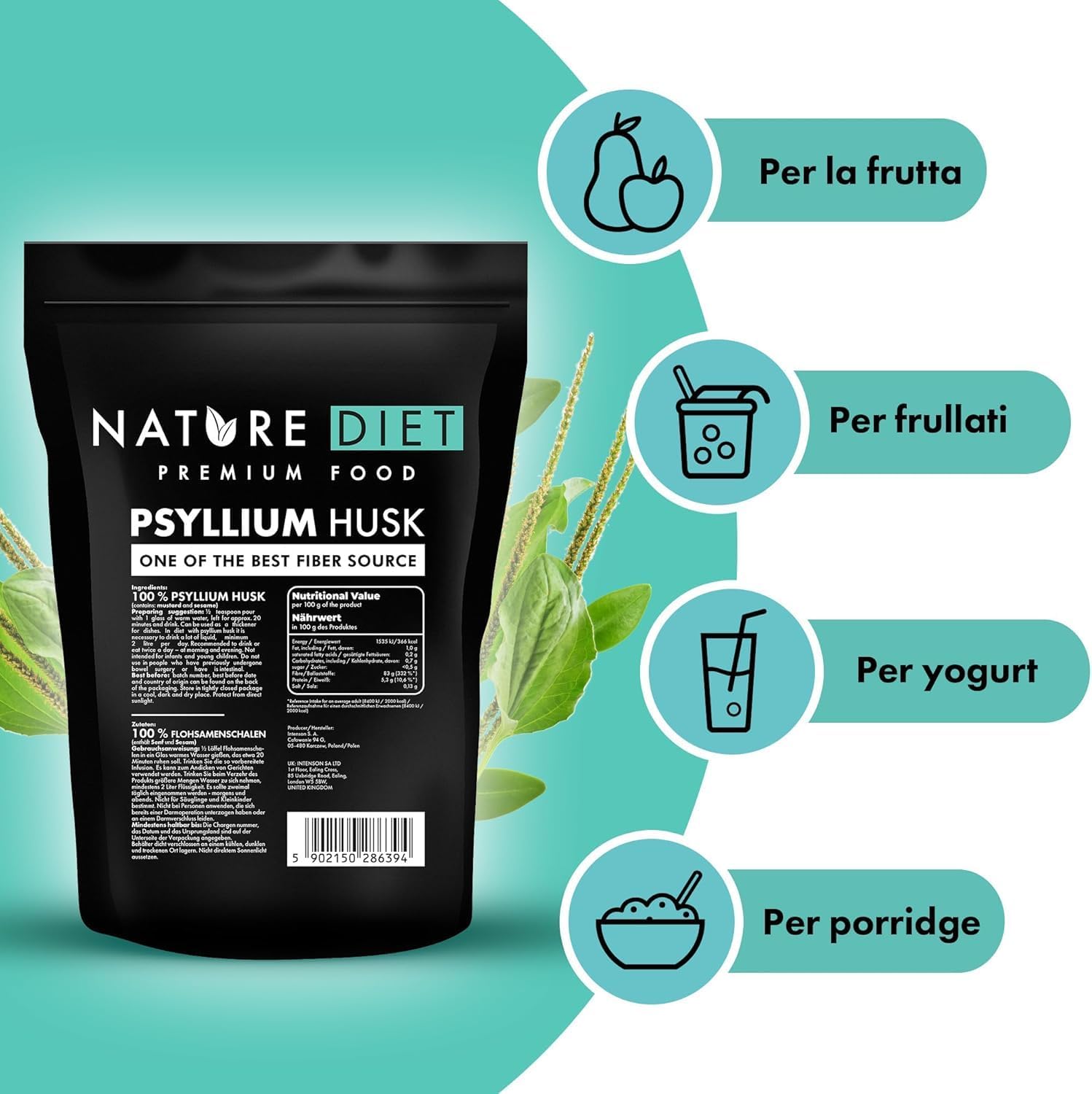 Detalle 2 de Nature Diet Cáscara de Psyllium 450 g