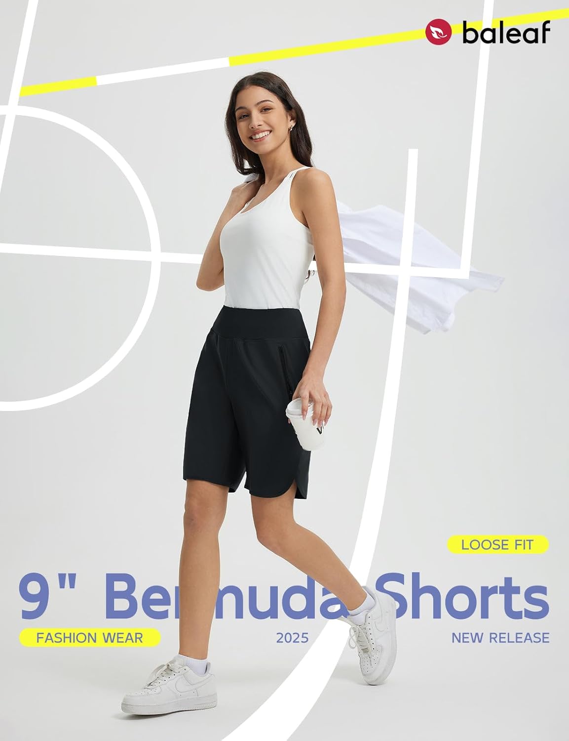 Thumbnail 5 de Baleaf Women's Bermuda Long Shorts 9" – Knee-Length, Zip Pockets, UPF 50+