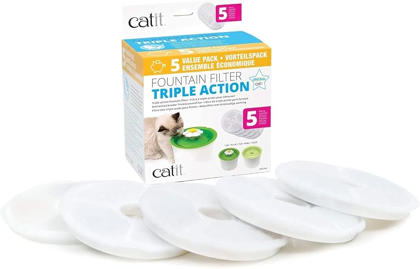 Detalle de Catit Cartucho Triple Acción para Fuente — 5 unidades 🐱