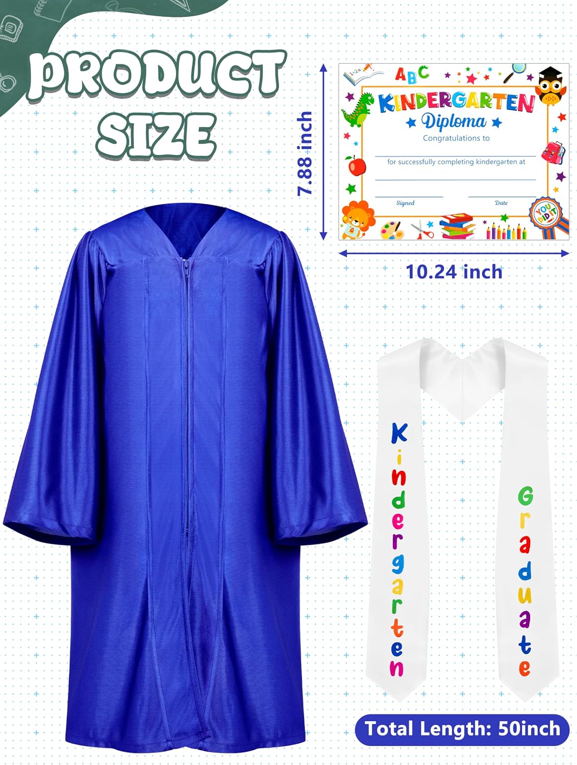 Detalle 2 de QZYL Kindergarten Graduation Cap and Gown Set (2026) with Tassel & Certificate