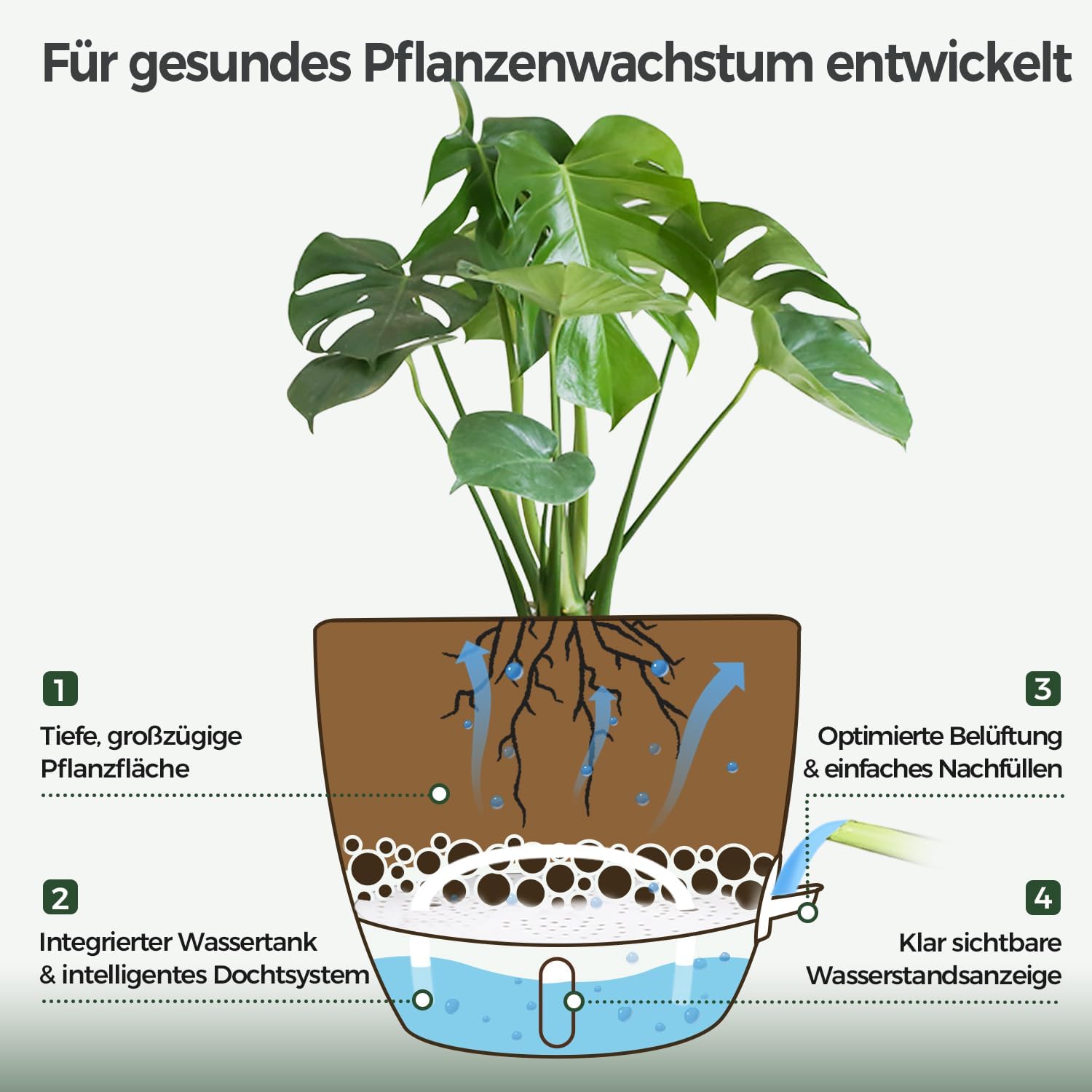 Detalle 2 de T4U 25 cm Selbstbewässernder Blumentopf im Set
