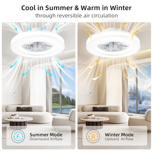 Detalle 2 de Koueers Ventilador de Techo con Luz 30W – RGB LED, Silencioso, Control Remoto y Mando, Ideal para Cocinas de 10–13 m²