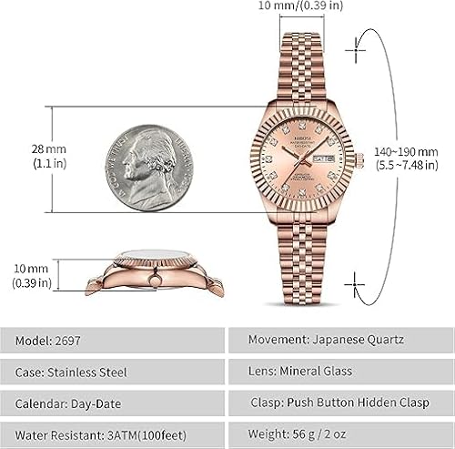 Detalle de NIBOSI orologi da donna analogici al quarzo con acciaio inox e quadrante luminoso
